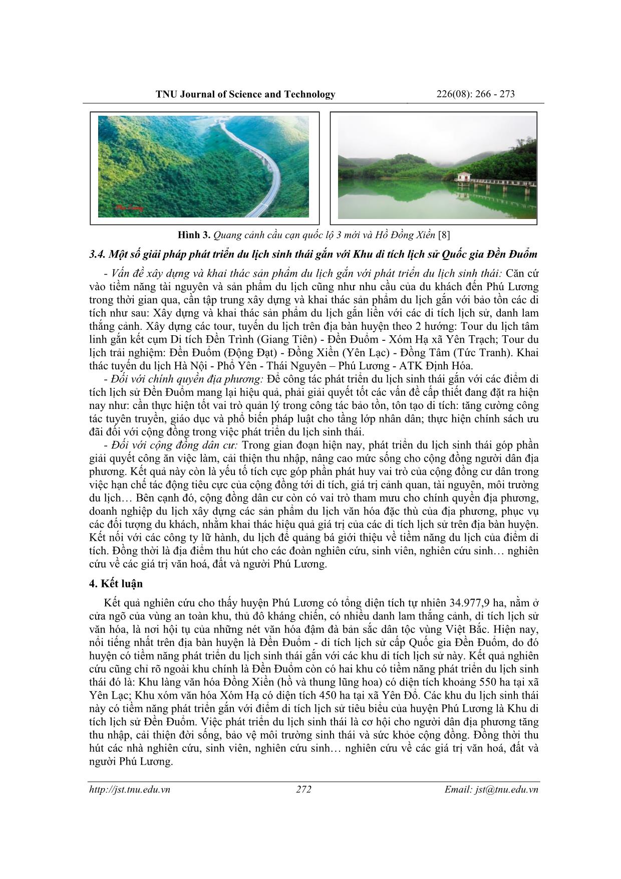 Đánh giá tiềm năng phát triển du lịch sinh thái gắn với khu di tích lịch sử Đền Đuổm, huyện Phú Lương, tỉnh Thái Nguyên trang 7