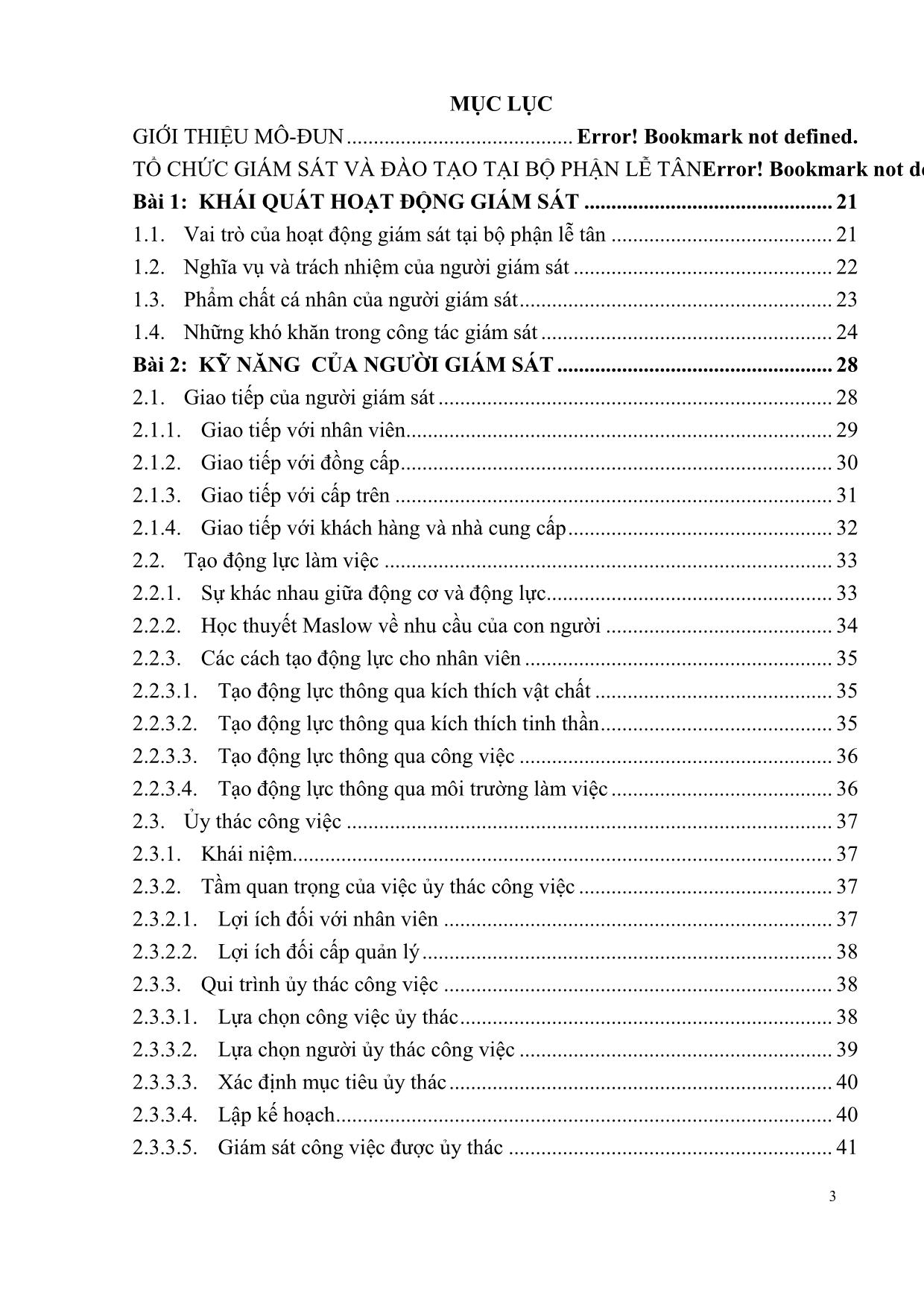 Giáo trình Tổ chức giám sát và đào tạo tại bộ phận lễ tân trang 3