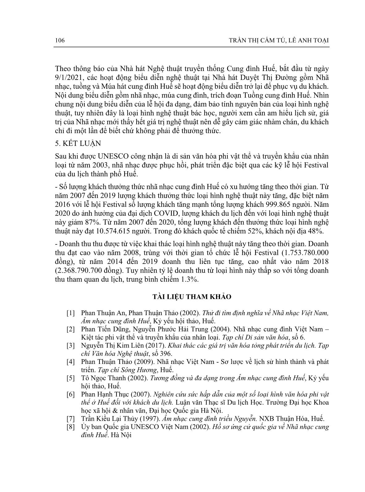 Hiện trạng khai thác loại hình Nhã nhạc cung đình vào phát triển du lịch ở thành phố Huế trang 10