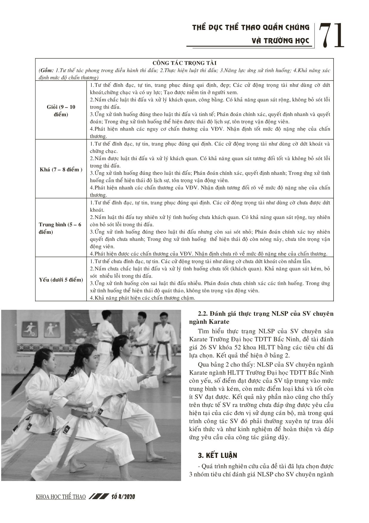 Lựa chọn tiêu chí đánh giá năng lực sư phạm cho sinh viên chuyên ngành Karate ngành Huấn luyện thể thao trường Đại học Thể dục thể thao Bắc Ninh trang 5