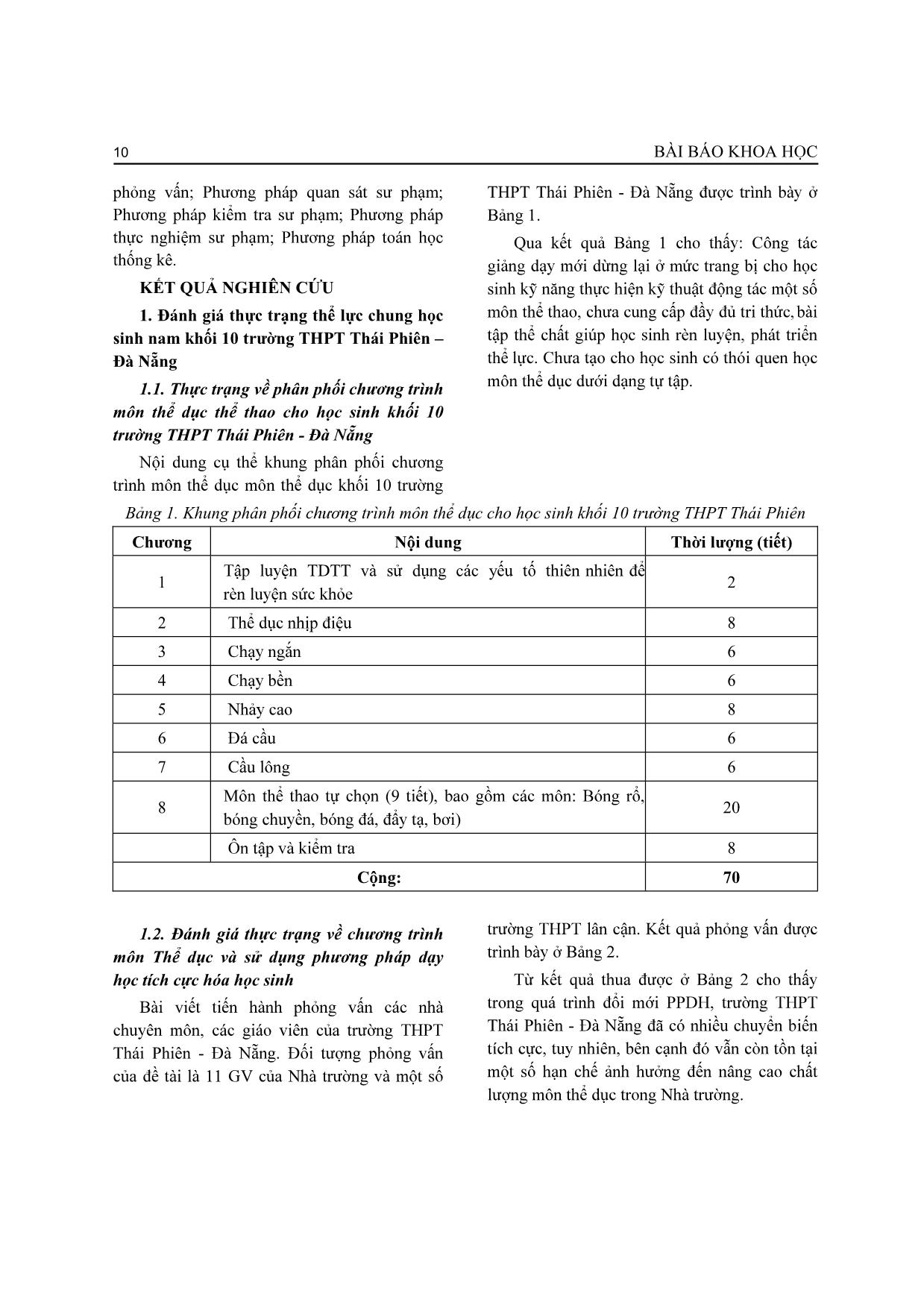 Nghiên cứu bài tập phát triển thể lực chung cho nam học sinh Khối 10 trường THPT Thái Phiên - Đà Nẵng trang 2