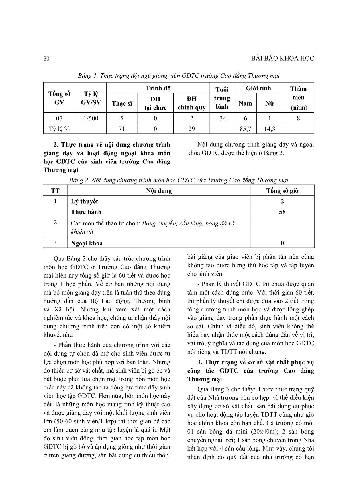 Nghiên cứu các giải pháp nâng cao chất lượng giáo dục thể chất cho sinh viên Khóa 13 trường Cao đẳng Thương mại trang 2