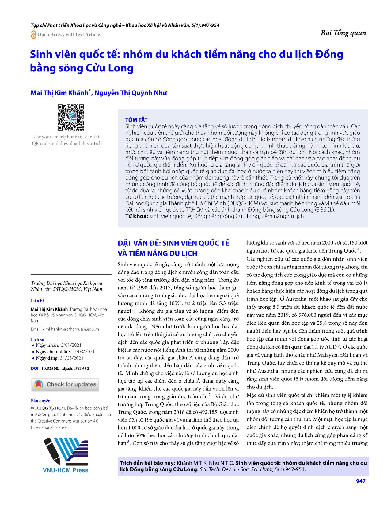 Sinh viên quốc tế: Nhóm du khách tiềm năng cho du lịch Đồng bằng sông Cửu Long trang 1