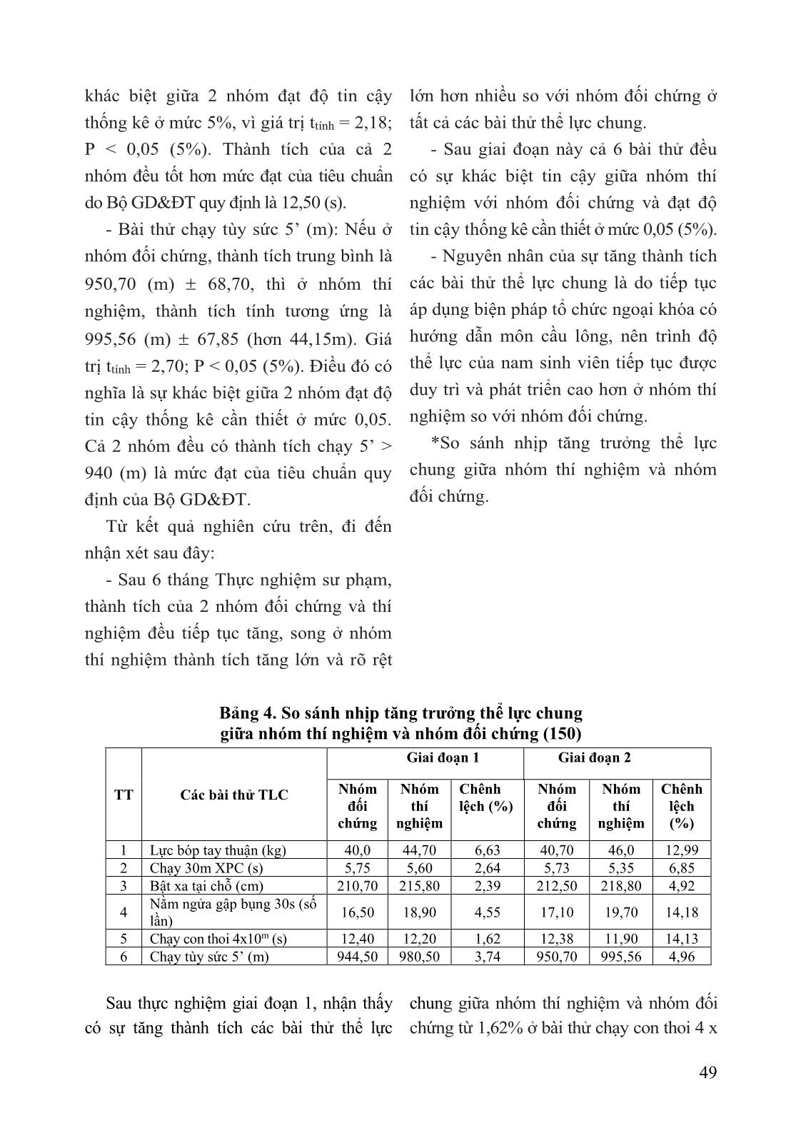 Nghiên cứu biện pháp tổ chức hoạt động ngoại khóa nâng cao thể lực chung cho nam sinh viên trường Đại học Thành Đô trang 6