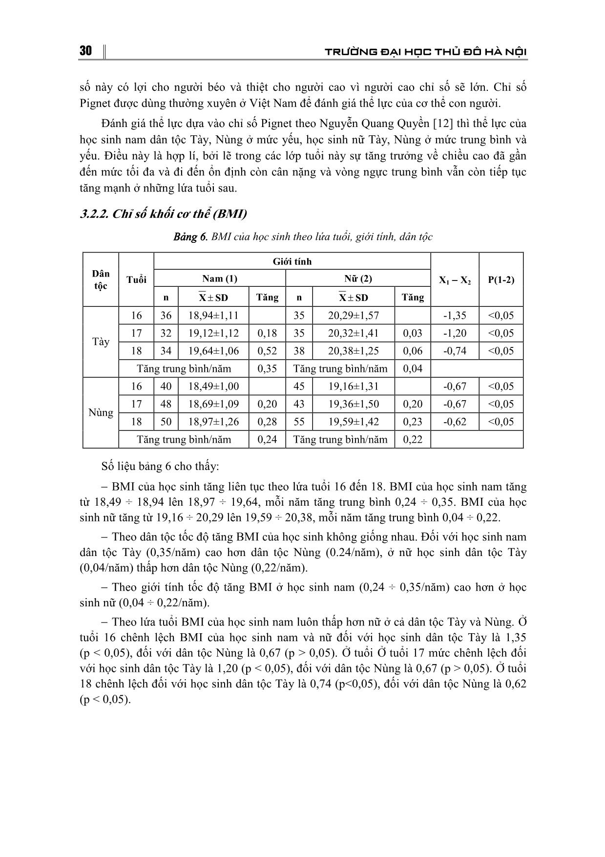 Nghiên cứu một số chỉ số sinh lý hình thái và thể lực của học sinh Trung học Phổ thông dân tộc Tày, Nùng huyện Bình Gia, tỉnh Lạng Sơn trang 7