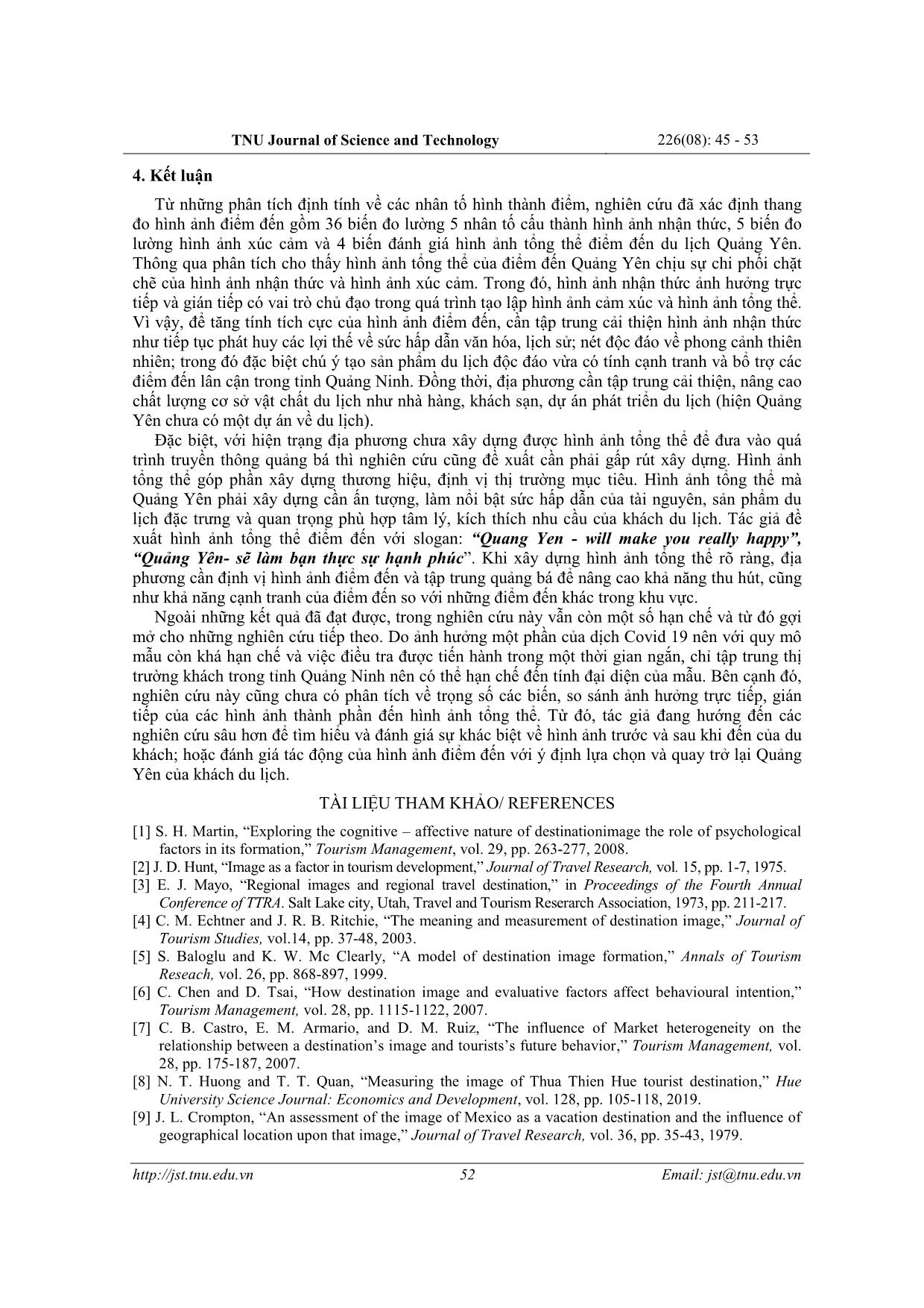 Phân tích hình ảnh điểm đến du lịch Quảng Yên nhằm nâng cao năng lực cạnh tranh trang 8
