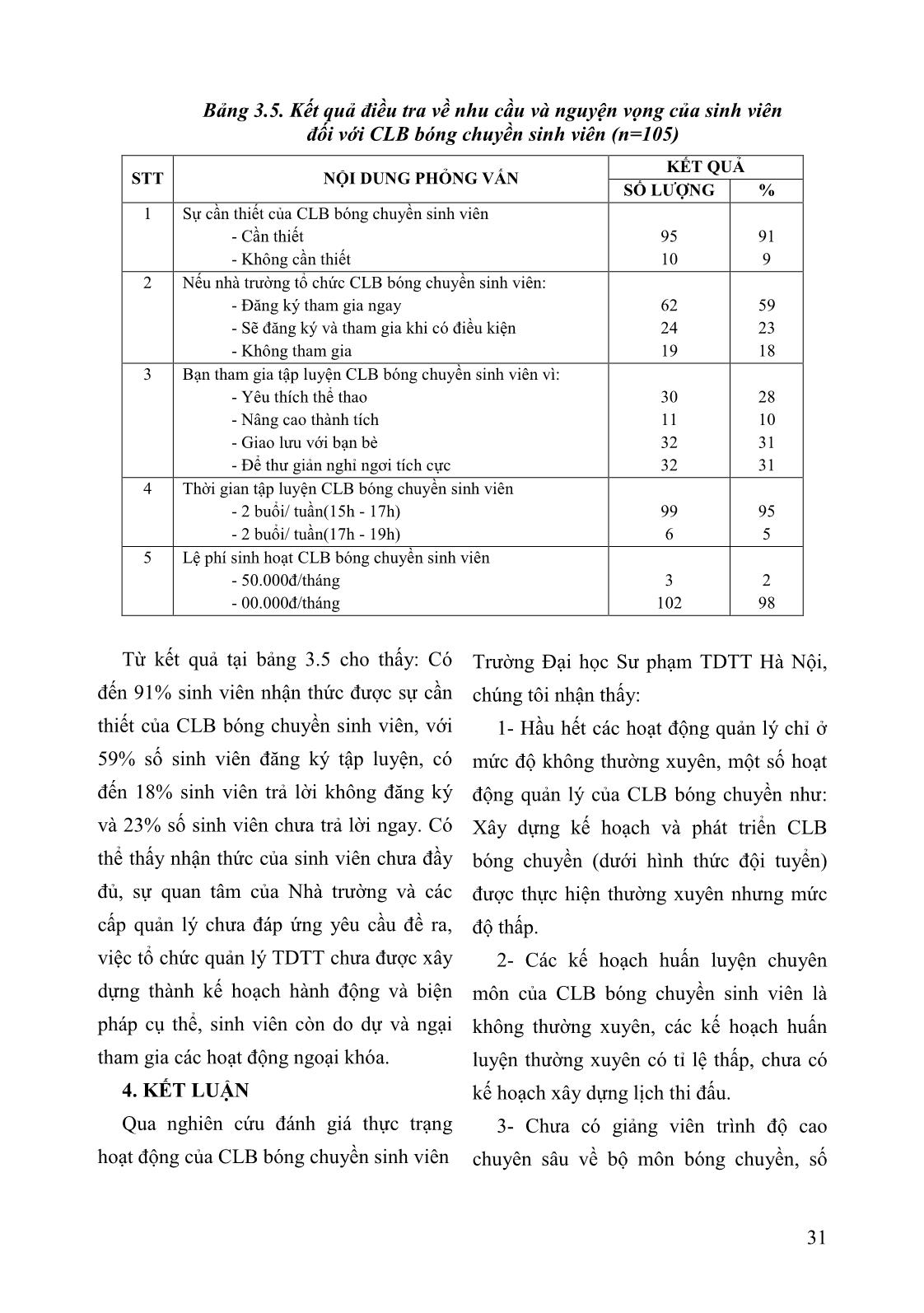 Thực trạng hoạt động của câu lạc bộ bóng chuyền sinh viên trường Đại học Sư phạm Thể dục Thể thao Hà Nội trang 5