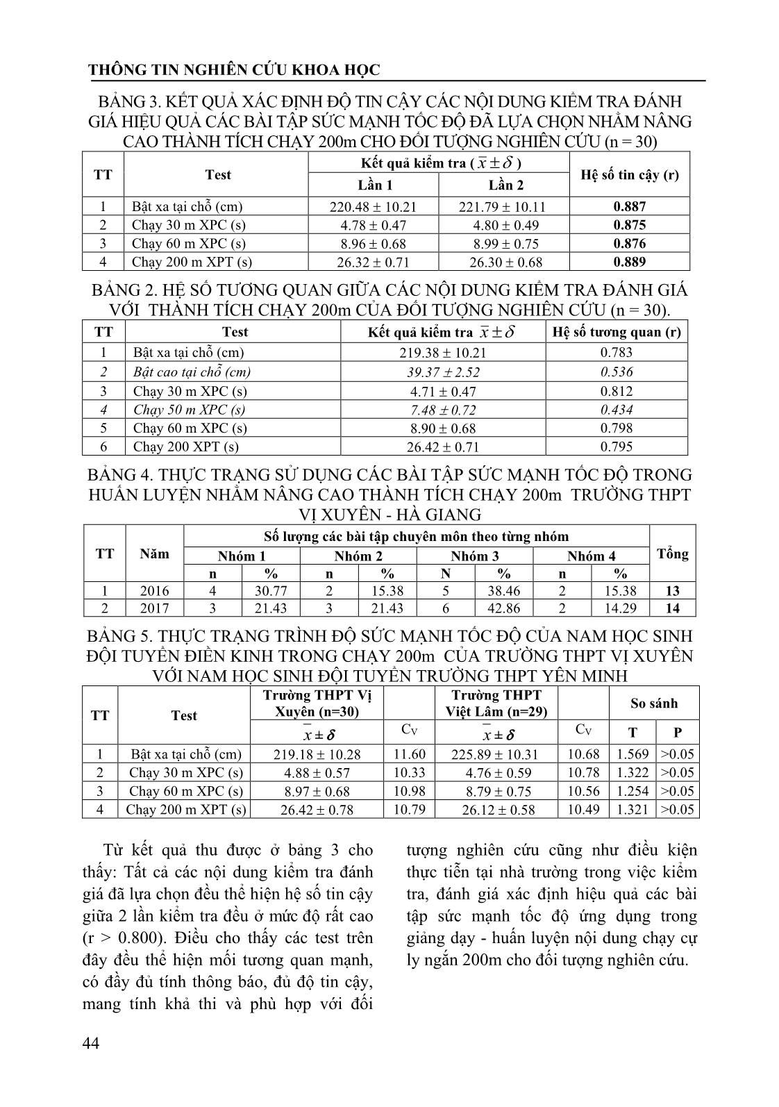 Thực trạng sức mạnh tốc độ ở cự ly chạy 200m cho nam học sinh đội tuyển điền kinh trường THPT Vị Xuyên tỉnh Hà Giang trang 3