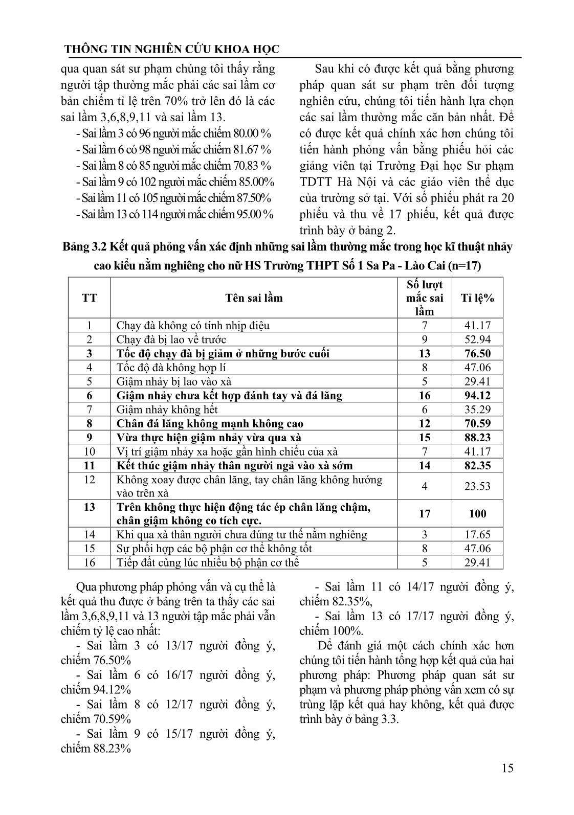 Xác định các sai lầm thường mắc và nguyên nhân trong học nhảy cao nằm nghiêng cho nữ học sinh trường THPT Số 1 Sa Pa - Lào Cai trang 3