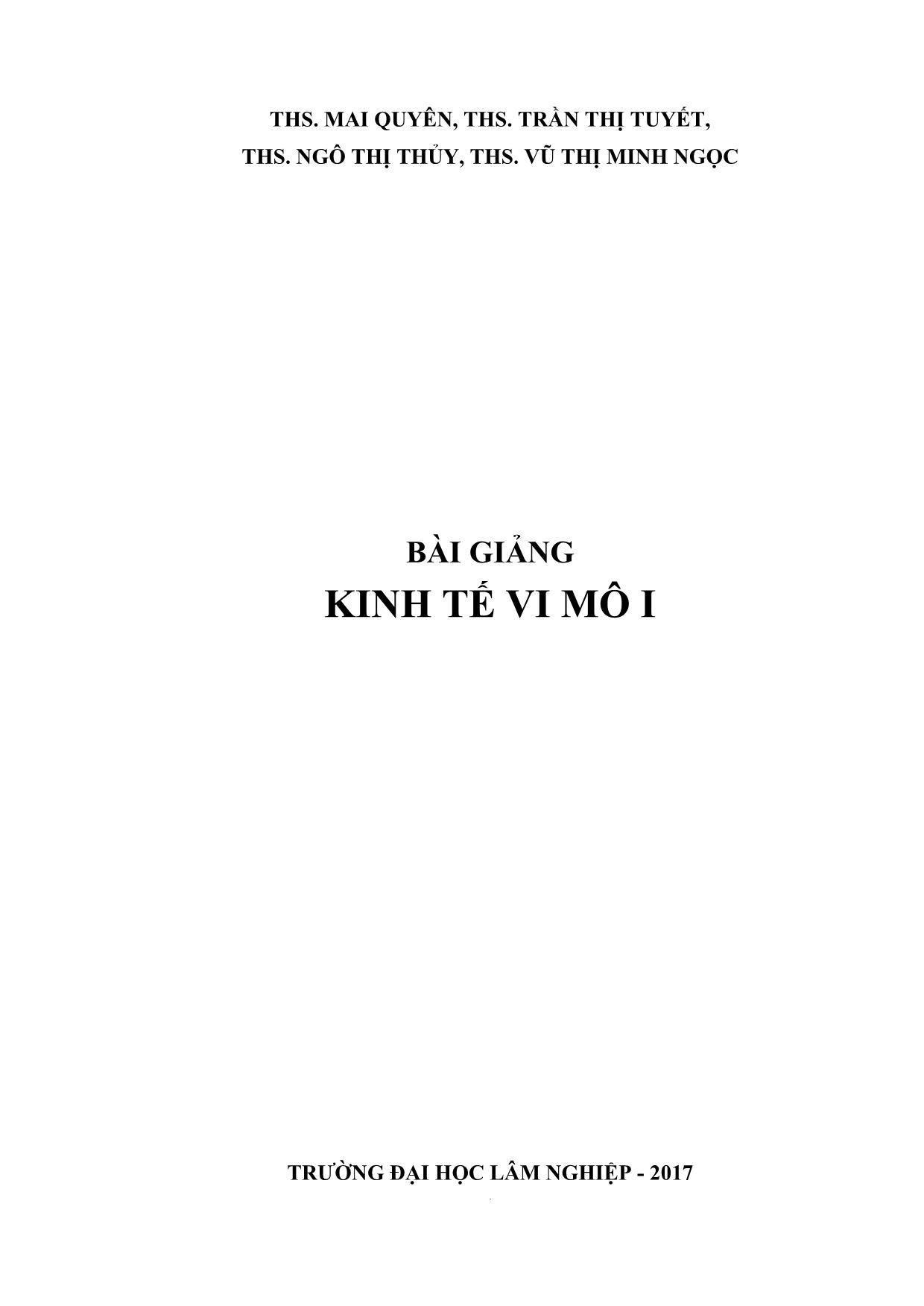 Bài giảng Kinh tế vi mô I trang 2