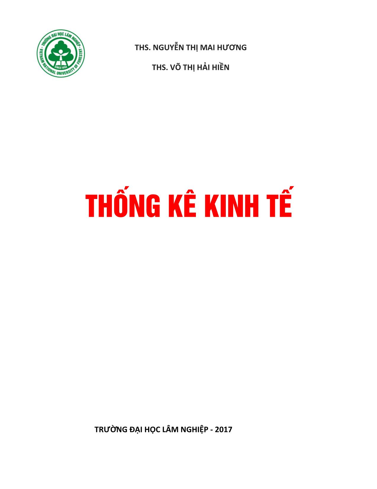 Bài giảng Thống kê kinh tế trang 1