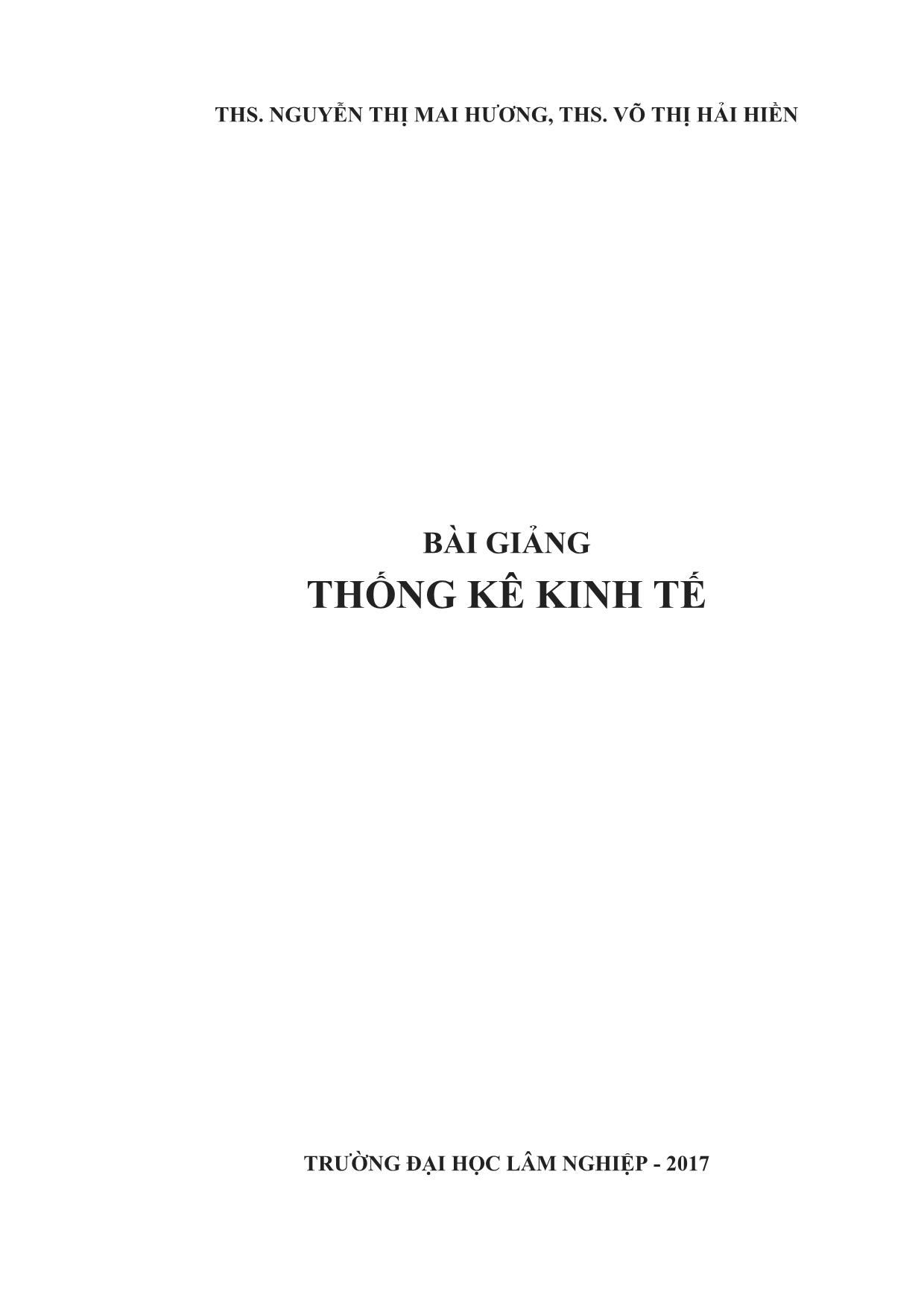 Bài giảng Thống kê kinh tế trang 2