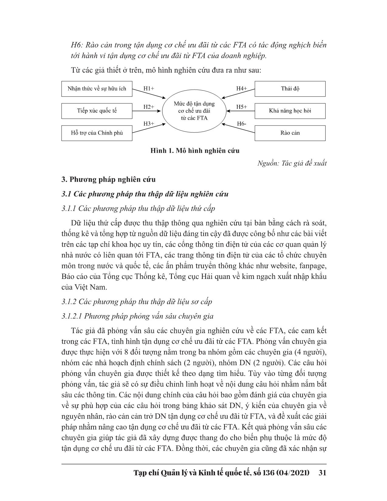 Các nhân tố ảnh hưởng đến mức độ tận dụng cơ chế ưu đãi từ các hiệp định thương mại tự do của Việt Nam trang 6