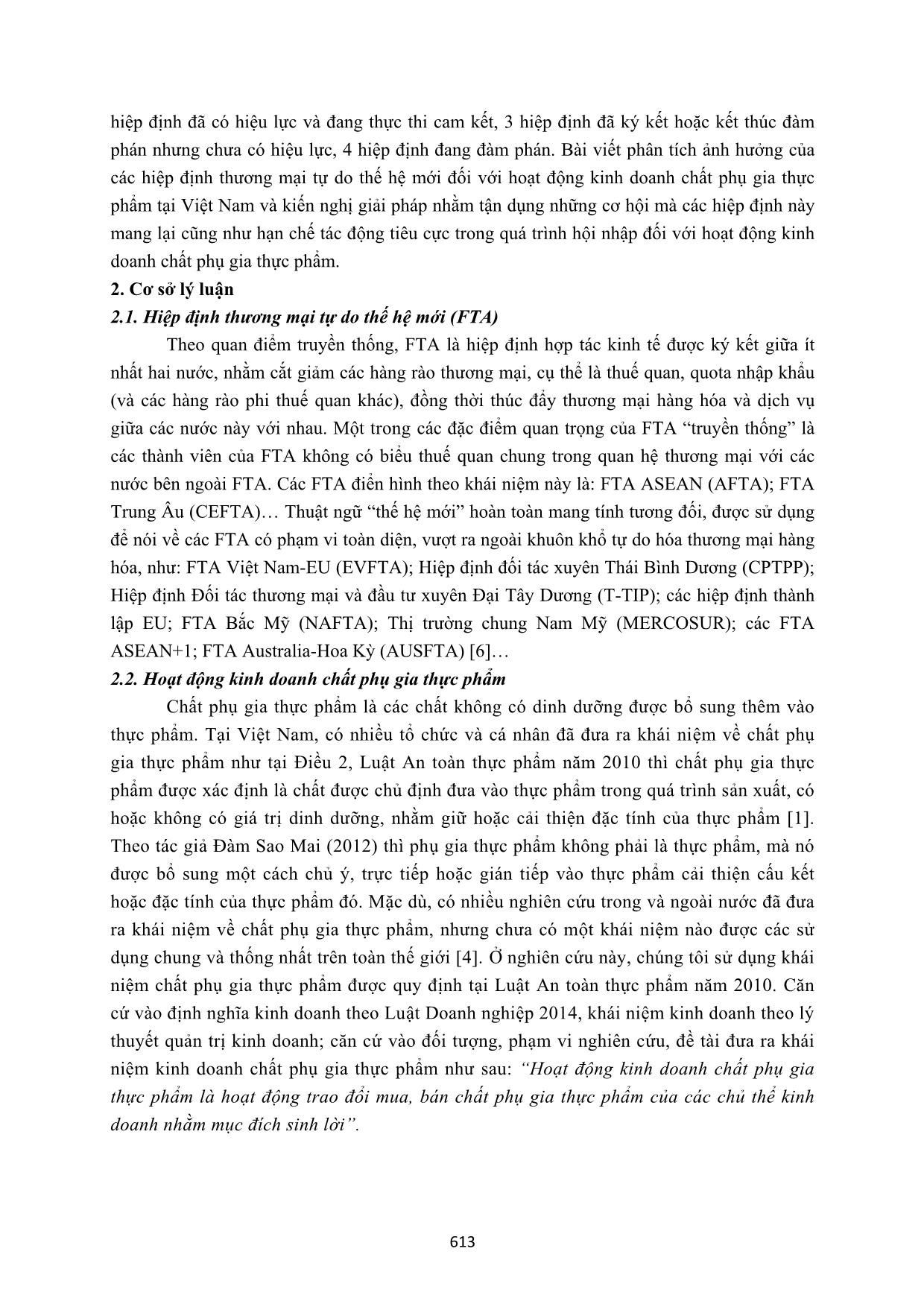 Ảnh hưởng của hiệp định thương mại tự do thế hệ mới đến hoạt động kinh doanh chất phụ gia thực phẩm tại Việt Nam trang 2