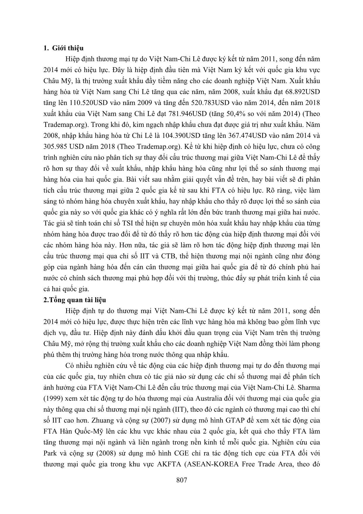 Ảnh hưởng của hiệp định thương mại tự do Việt Nam - Chi Lê đến cấu trúc thương mại của Việt Nam - Chi Lê trang 2