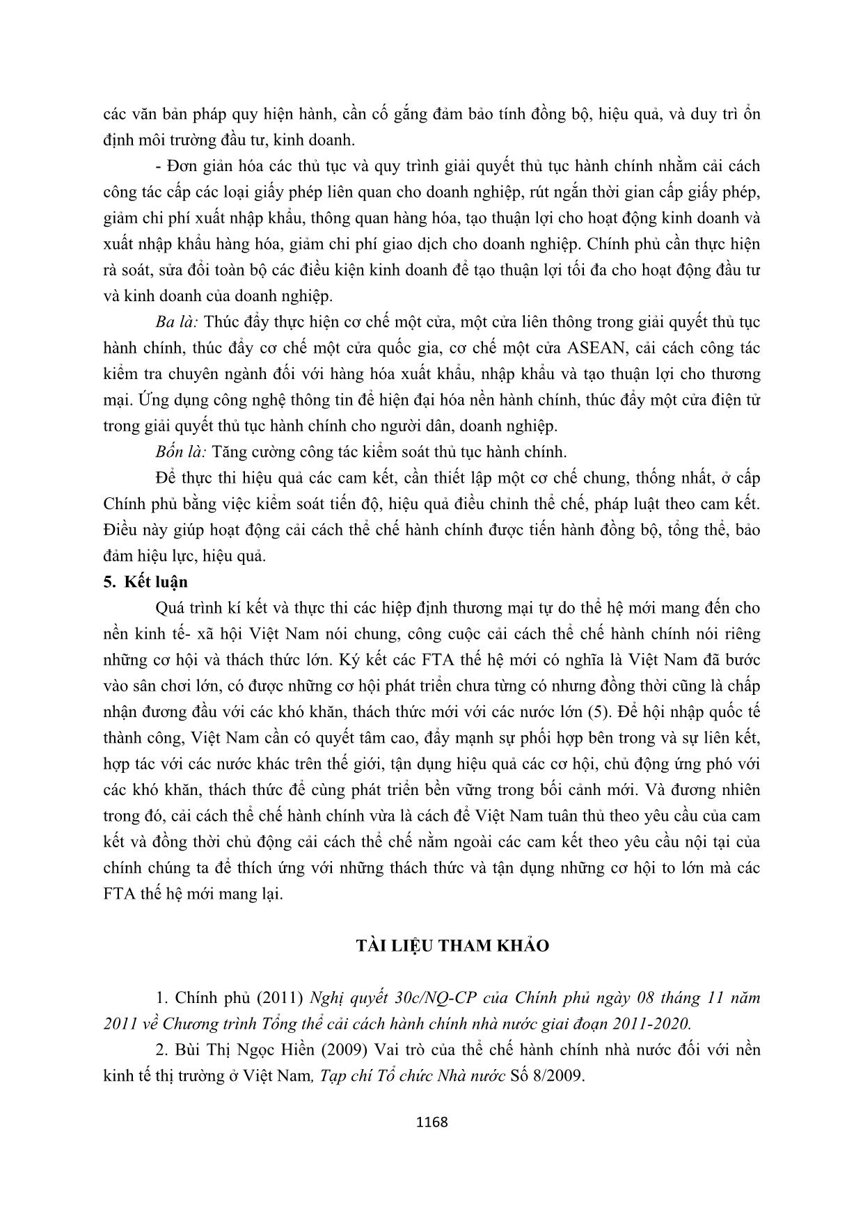 Cải cách thể chế hành chính trong bối cảnh thực thi các hiệp định thương mại tự do thế hệ mới: Cơ hội và thách thức cho Việt Nam trang 10