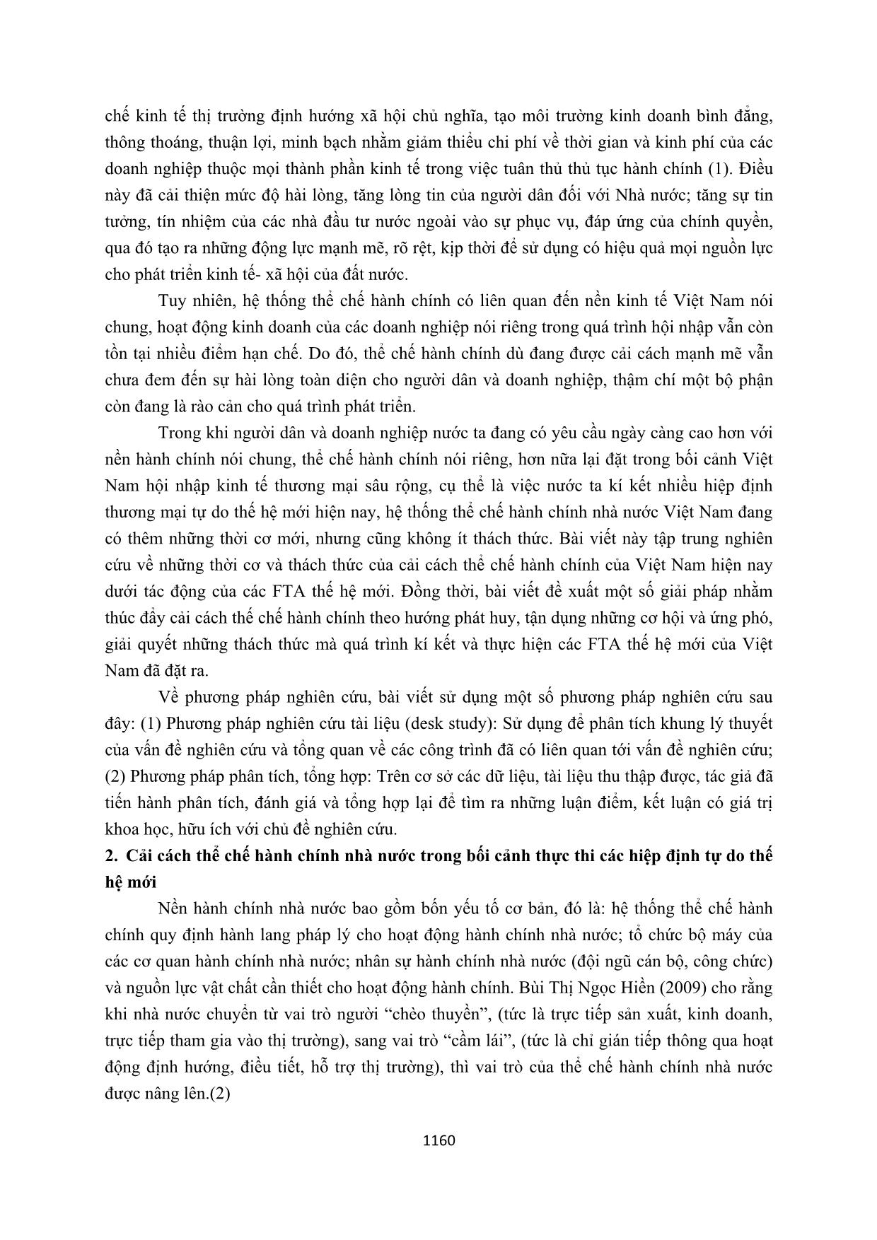 Cải cách thể chế hành chính trong bối cảnh thực thi các hiệp định thương mại tự do thế hệ mới: Cơ hội và thách thức cho Việt Nam trang 2