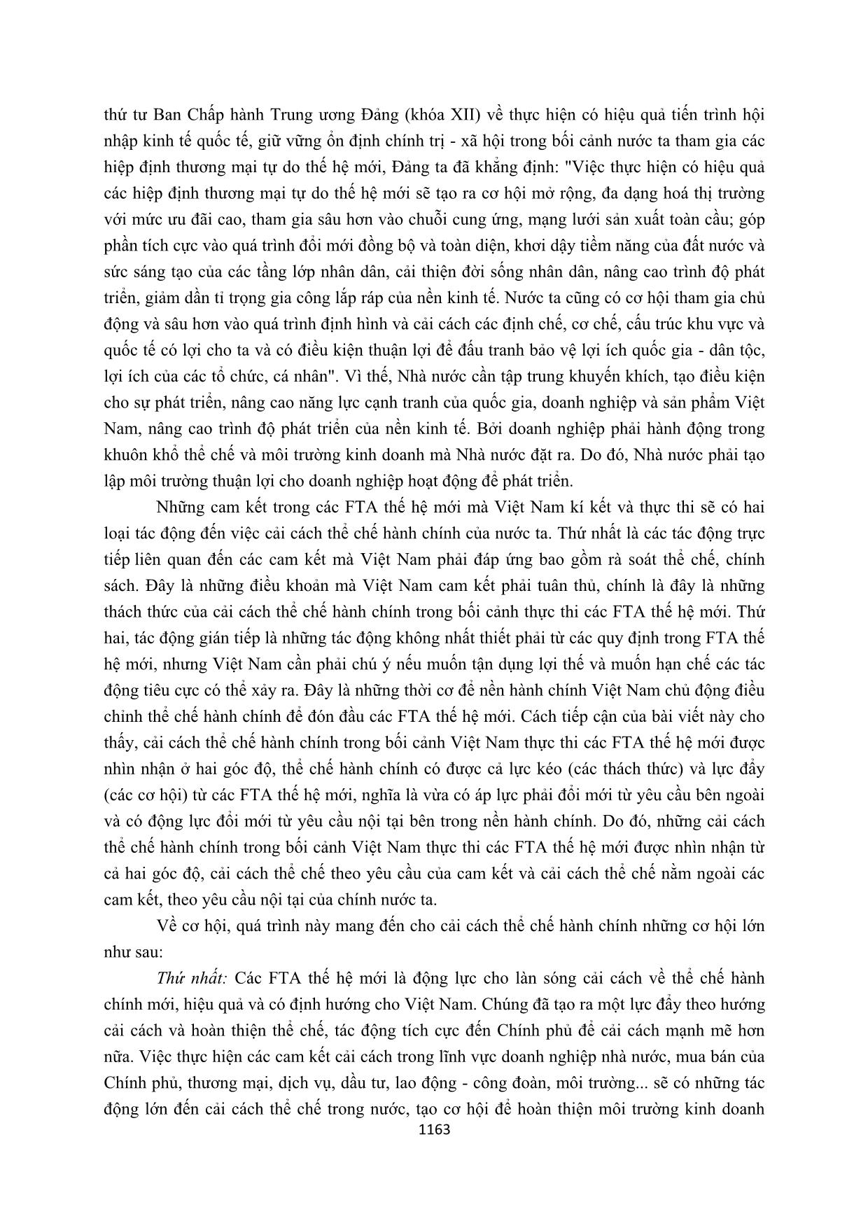 Cải cách thể chế hành chính trong bối cảnh thực thi các hiệp định thương mại tự do thế hệ mới: Cơ hội và thách thức cho Việt Nam trang 5