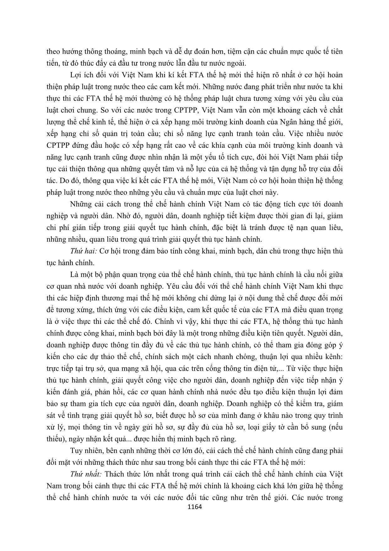 Cải cách thể chế hành chính trong bối cảnh thực thi các hiệp định thương mại tự do thế hệ mới: Cơ hội và thách thức cho Việt Nam trang 6