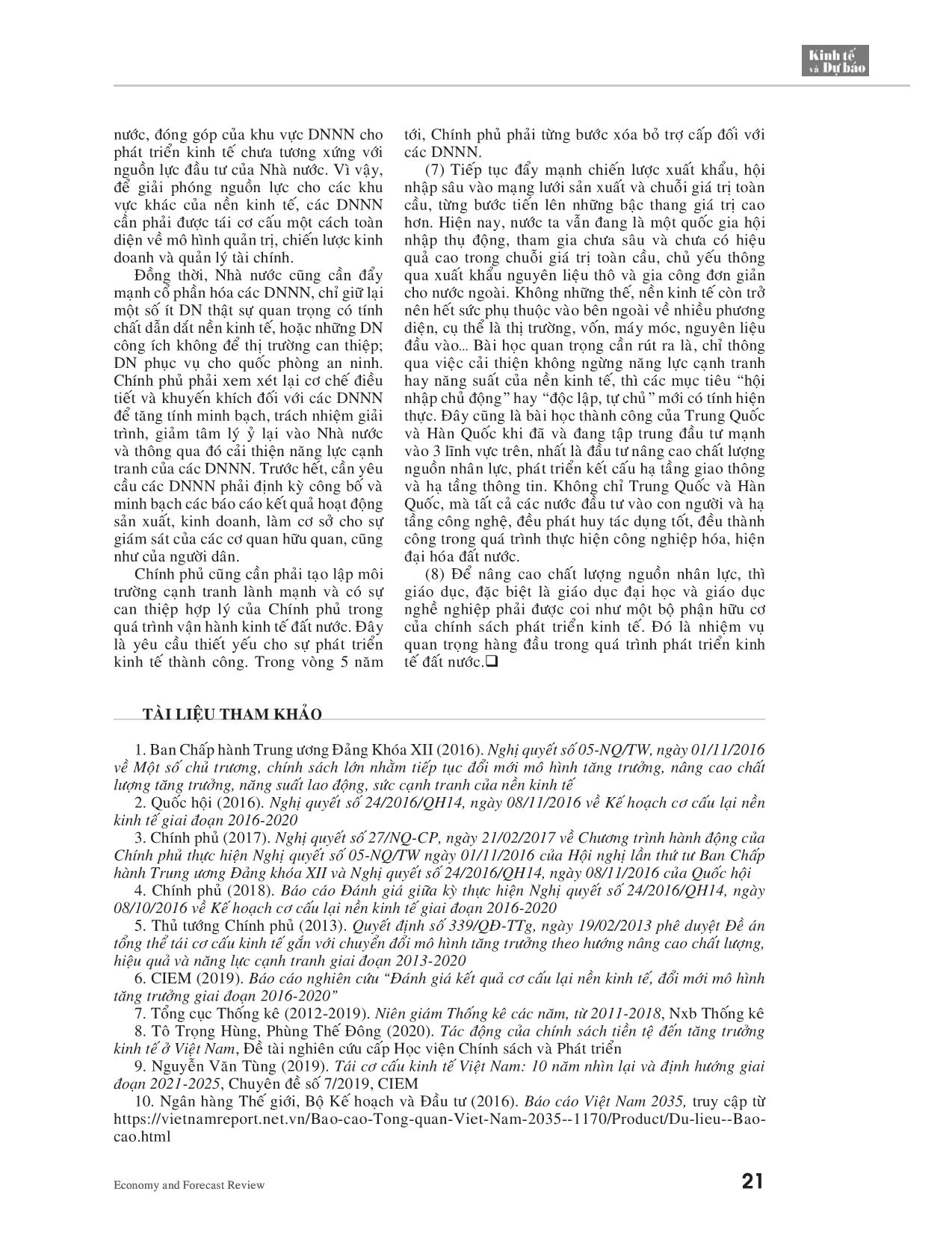 Chính sách tái cơ cấu nền kinh tế gắn với đổi mới mô hình tăng trưởng kinh tế Việt Nam đến năm 2025 trang 6
