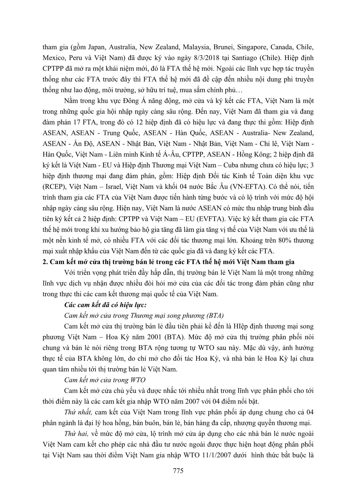 Cơ hội và thách thức đối với thị trường bán lẻ ở Việt Nam khi tham gia các hiệp định thương mại tự do thế hệ mới trang 3