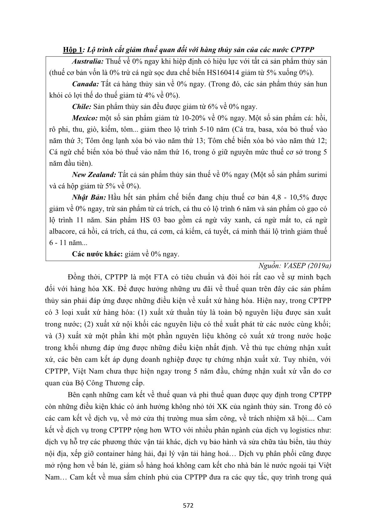 Cơ hội và thách thức đối với xuất khẩu thủy sản Việt Nam vào thị trường các nước thành viên hiệp định đối tác toàn diện và tiến bộ xuyên Thái Bình Dương (CPTPP) trang 2