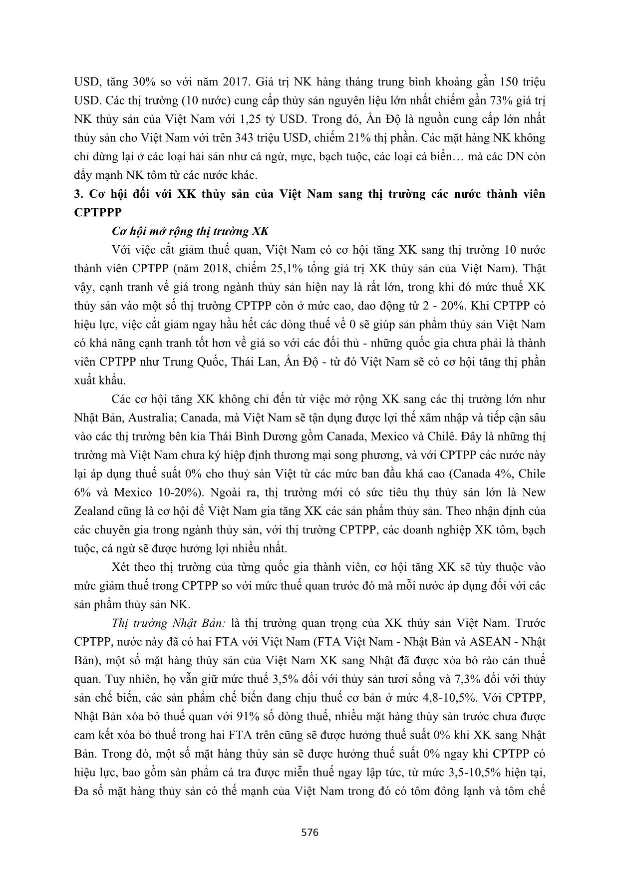 Cơ hội và thách thức đối với xuất khẩu thủy sản Việt Nam vào thị trường các nước thành viên hiệp định đối tác toàn diện và tiến bộ xuyên Thái Bình Dương (CPTPP) trang 6