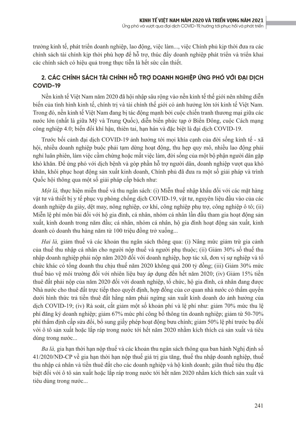 Đánh giá các tác động tích cực và những tồn tại hạn chế của chính sách tài chính hỗ trợ doanh nghiệp Việt Nam đối phó với đại dịch Covid-19 trong năm 2020 trang 2