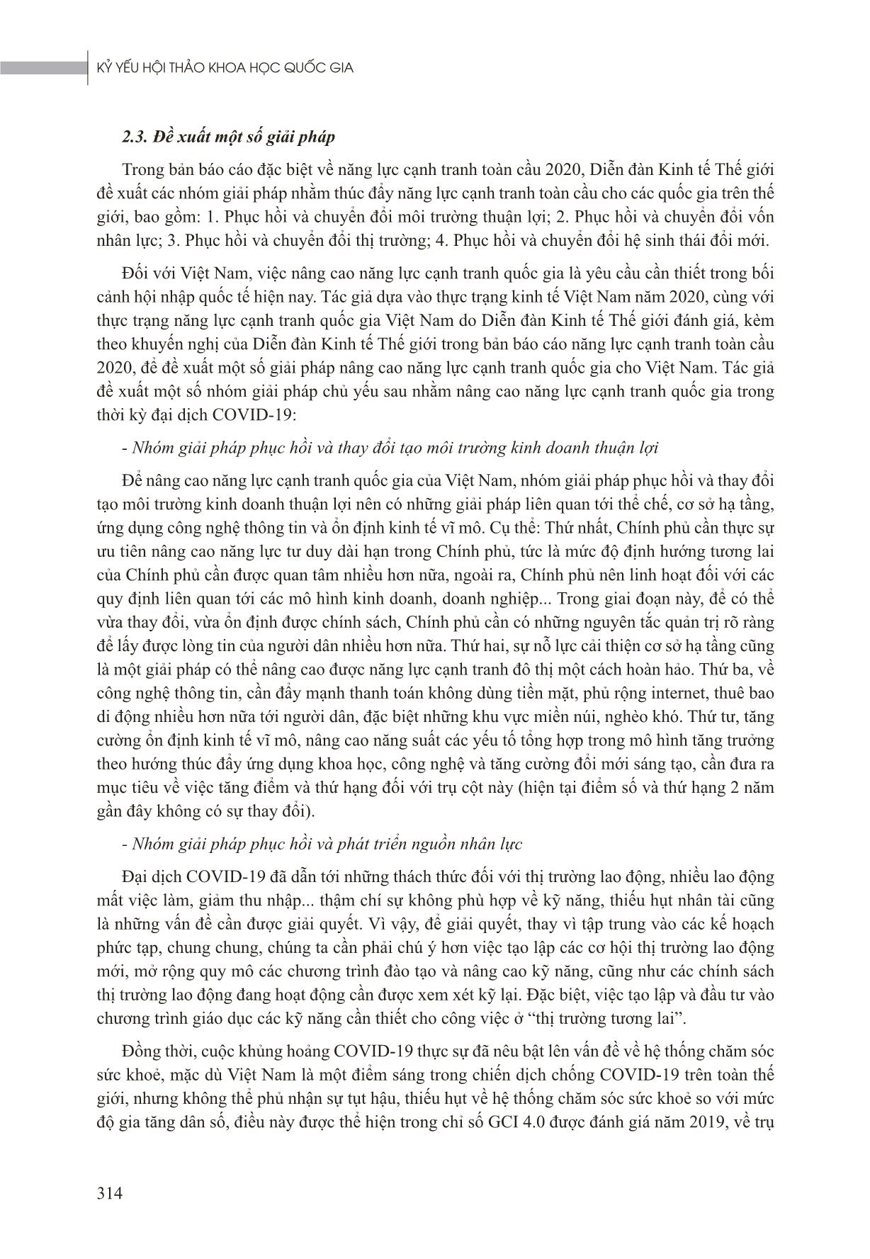 Đề xuất một số giải pháp nâng cao năng lực cạnh tranh quốc gia của Việt Nam nhằm phục hồi và phát triển kinh tế năm 2021 trang 10