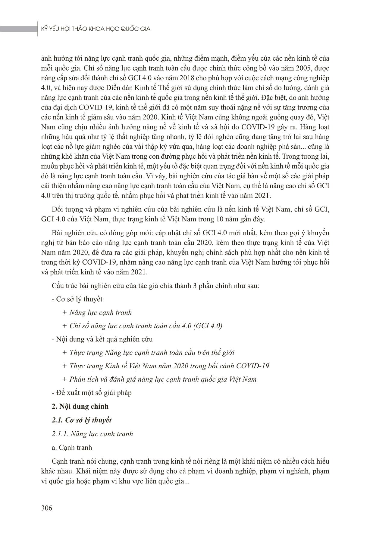 Đề xuất một số giải pháp nâng cao năng lực cạnh tranh quốc gia của Việt Nam nhằm phục hồi và phát triển kinh tế năm 2021 trang 2