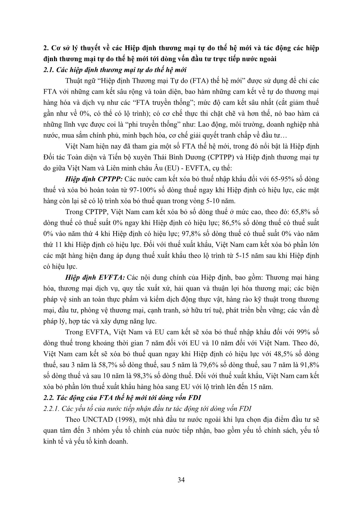 Dự báo những tác động của hiệp định thương mại tự do thế hệ mới đến đầu tư trực tiếp nước ngoài của Việt Nam trang 2