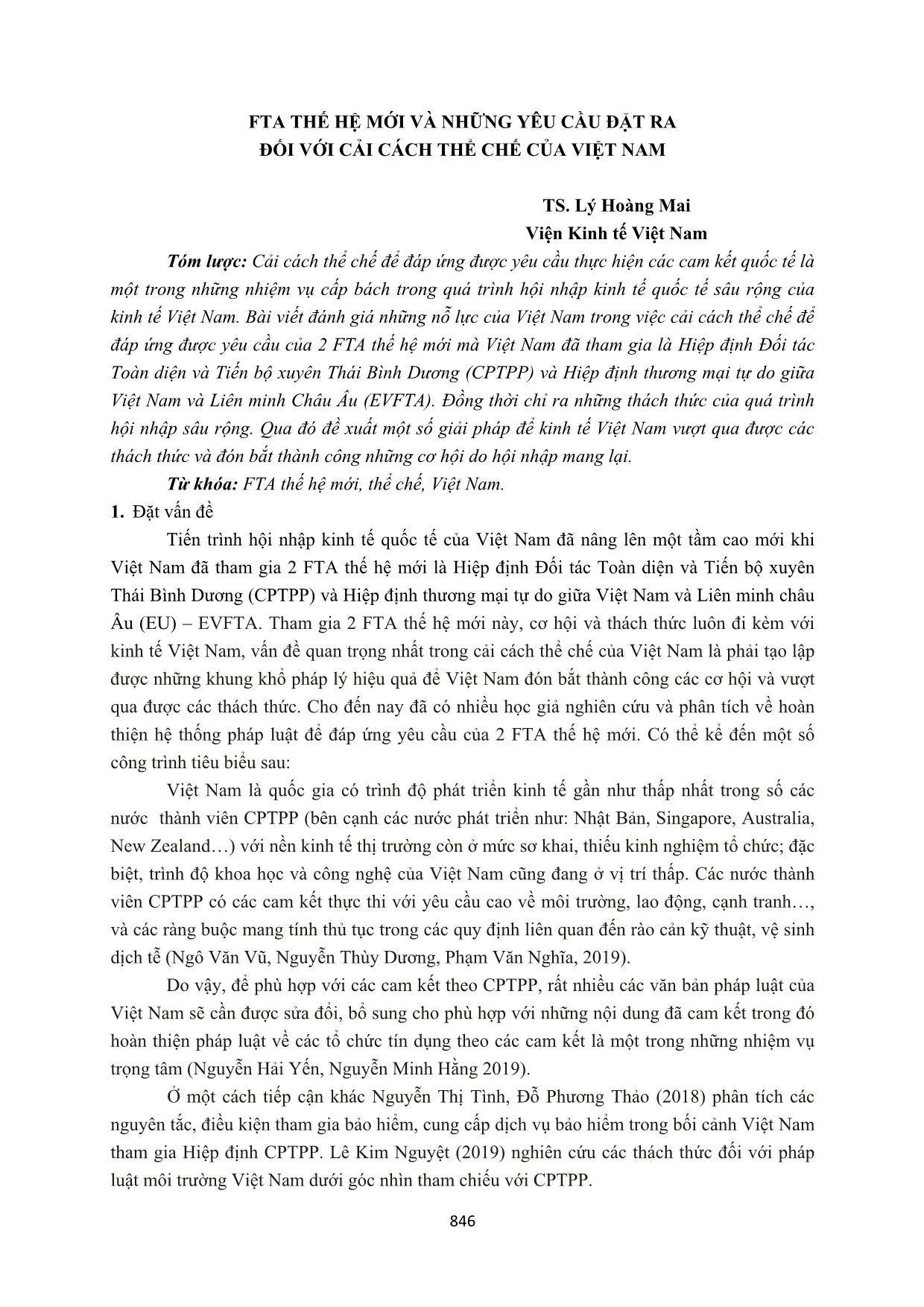 FTA thế hệ mới và những yêu cầu đặt ra đối với cải cách thể chế của Việt Nam trang 1