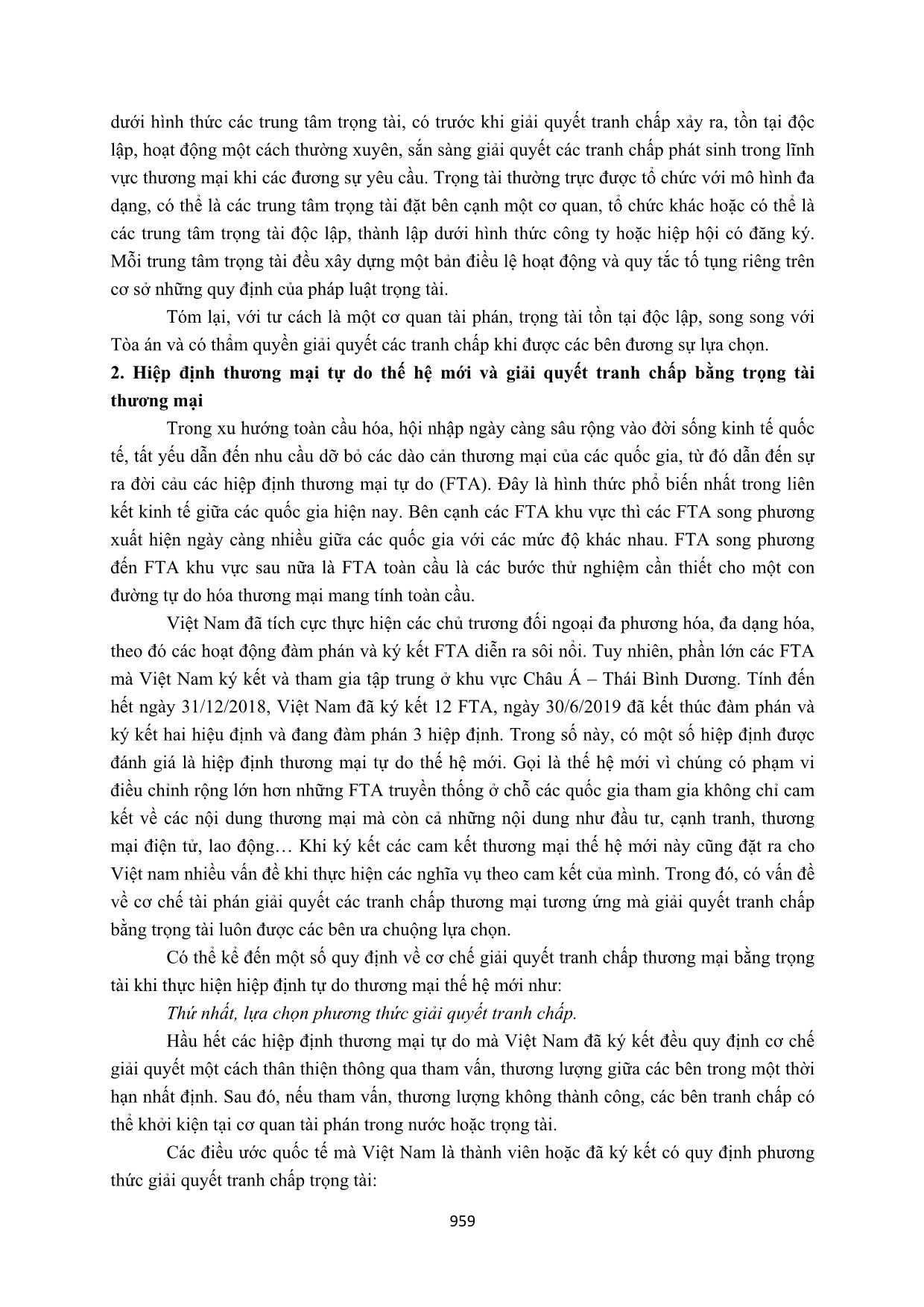 Giải quyết tranh chấp bằng trọng tài thương mại trong bối cảnh thực hiện hiệp định thương mại tự do thế hệ mới tại Việt Nam trang 5