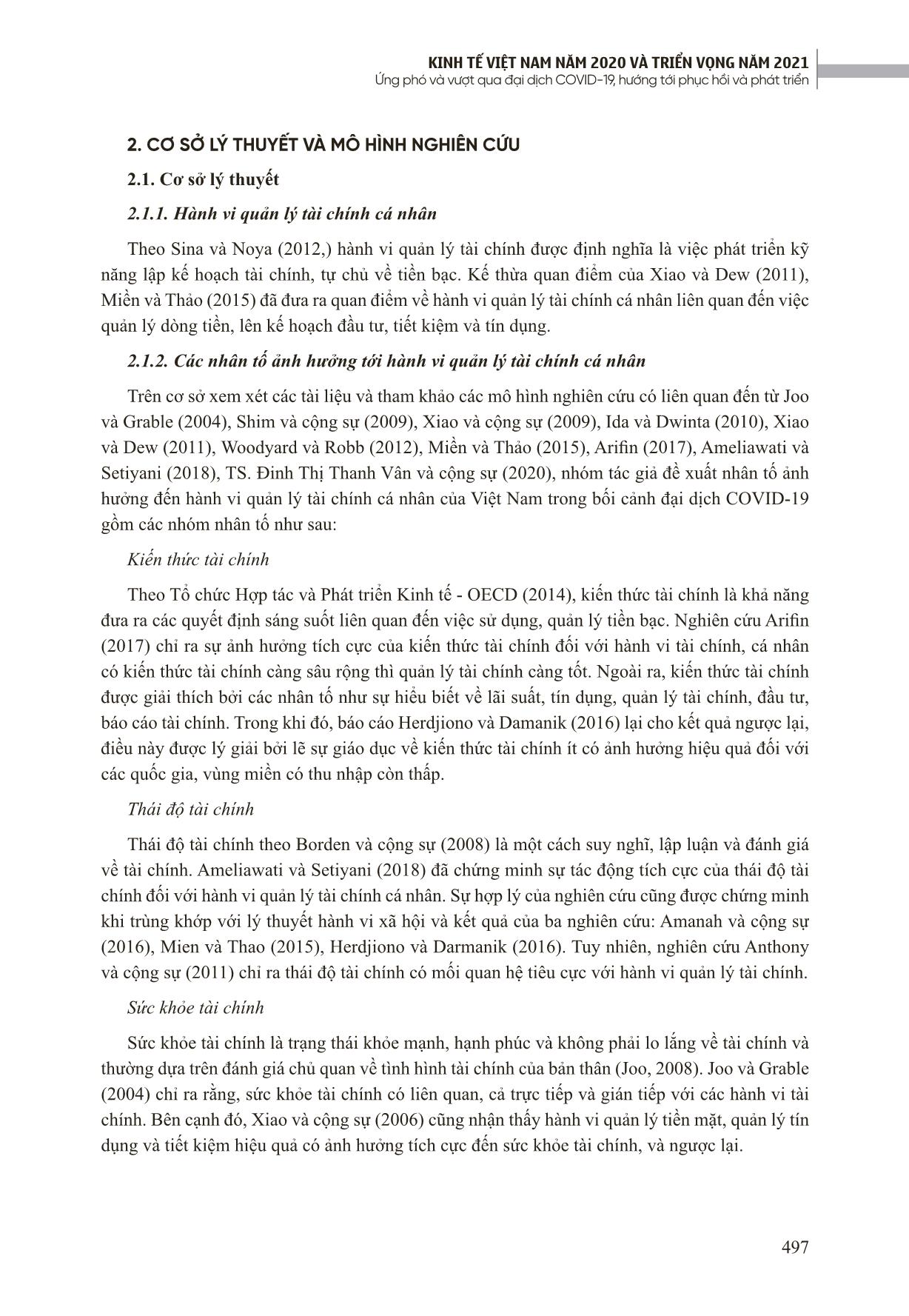 Hành vi quản lý tài chính cá nhân trong bối cảnh đại dịch Covid-19: Nghiên cứu thực địa tại Việt Nam trang 2