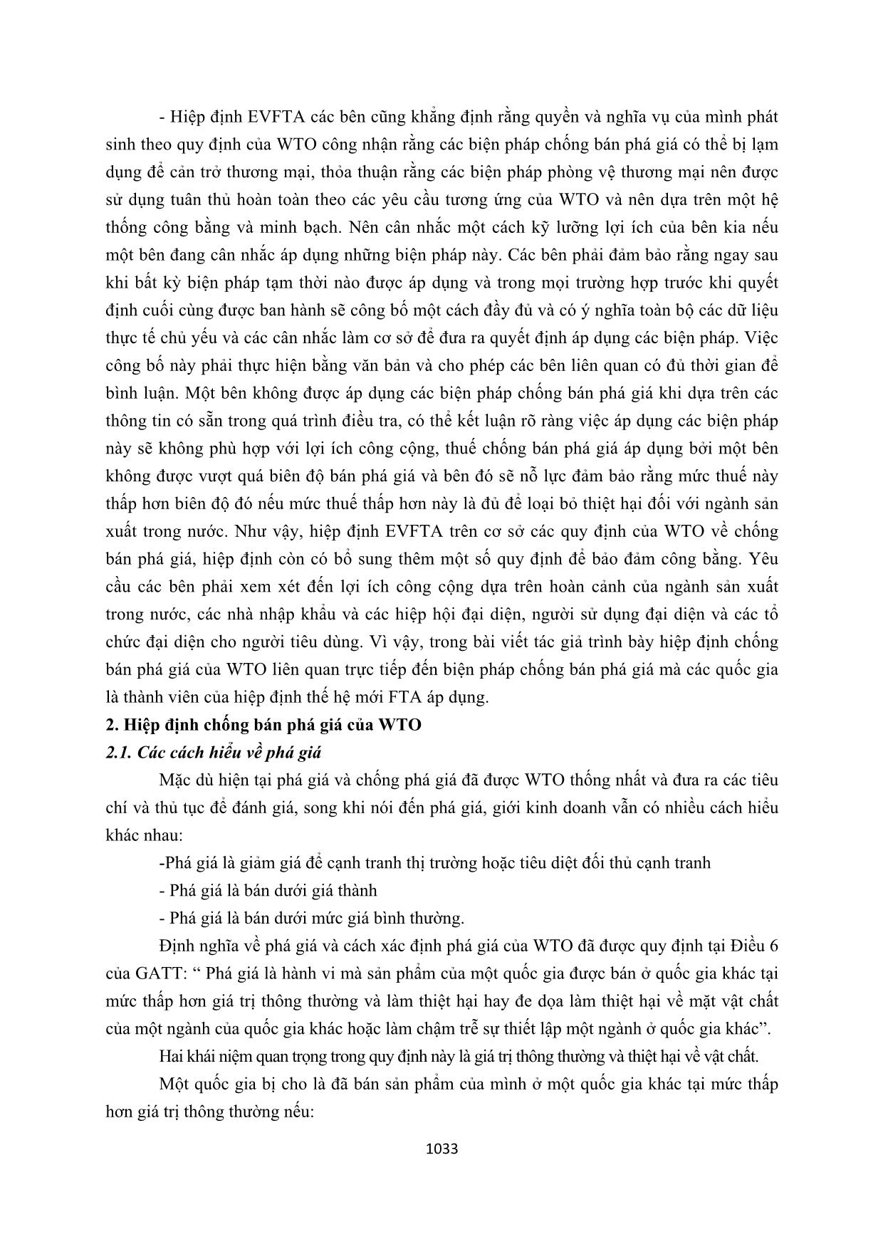 Hiệp định chống bán phá giá của WTO: Những thách thức, khó khăn trong xuất khẩu hàng hóa của Việt Nam khi tham gia các hiệp định tự do thế hệ mới FTA trang 3