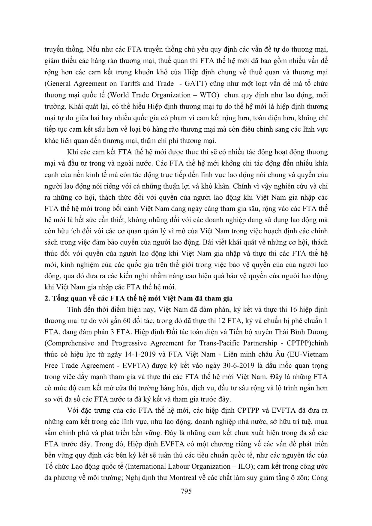 Hiệp định thương mại tự do thế hệ mới: Cơ hội, thách thức đối với quyền của người lao động Việt Nam trang 2
