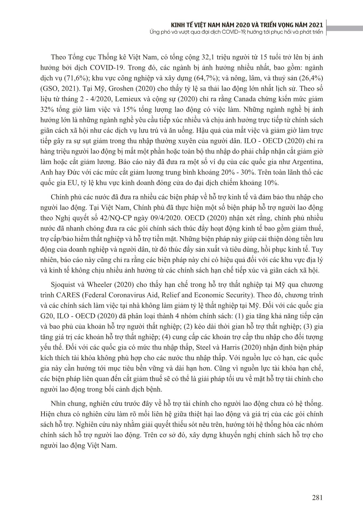 Hỗ trợ tài chính cho người lao động trong đại dịch Covid-19: Kinh nghiệm quốc tế và bài học cho Việt Nam trang 2