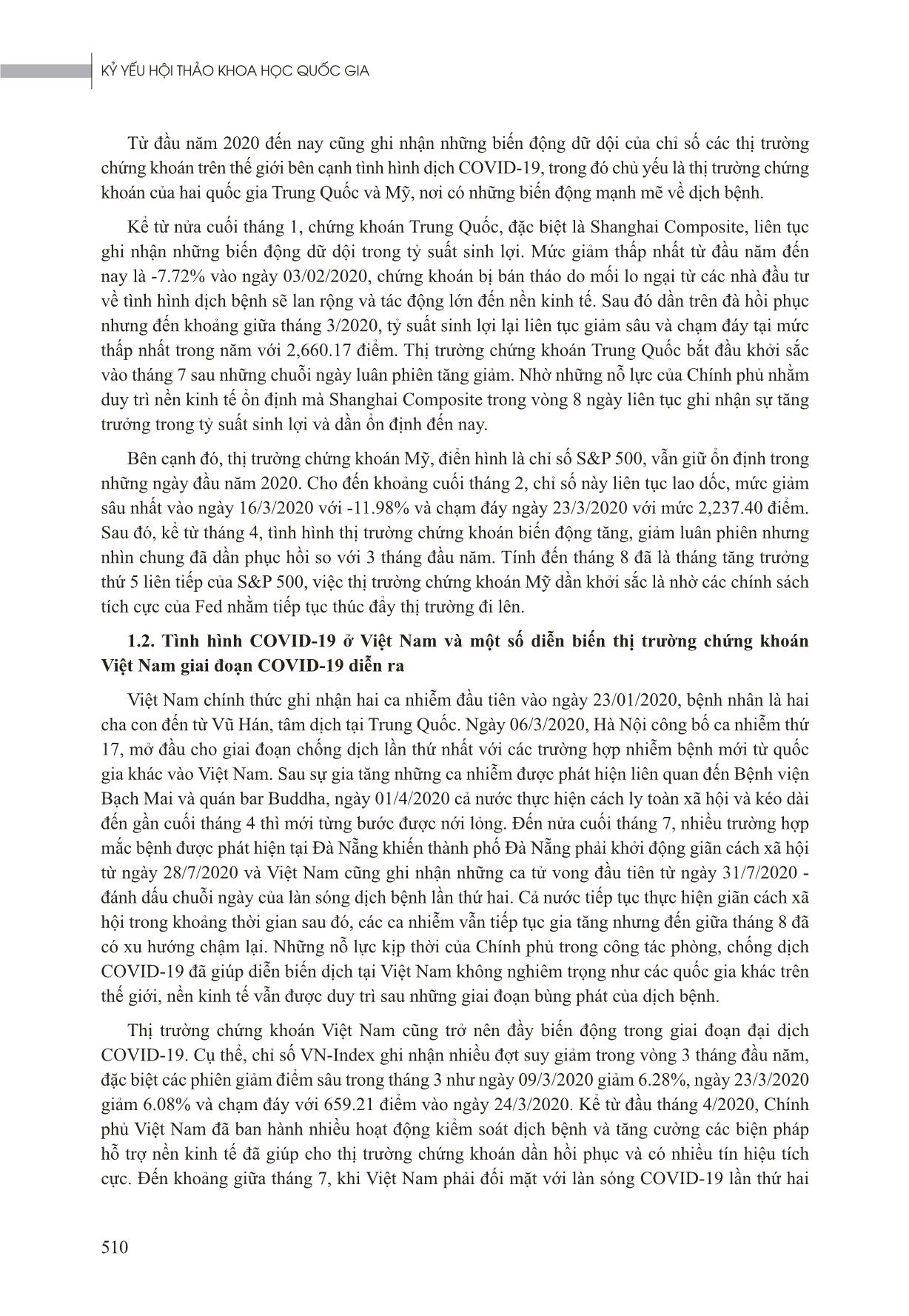 Khảo sát sự tác động của đại dịch Covid-19 đến thị trường chứng khoán Việt Nam trang 2