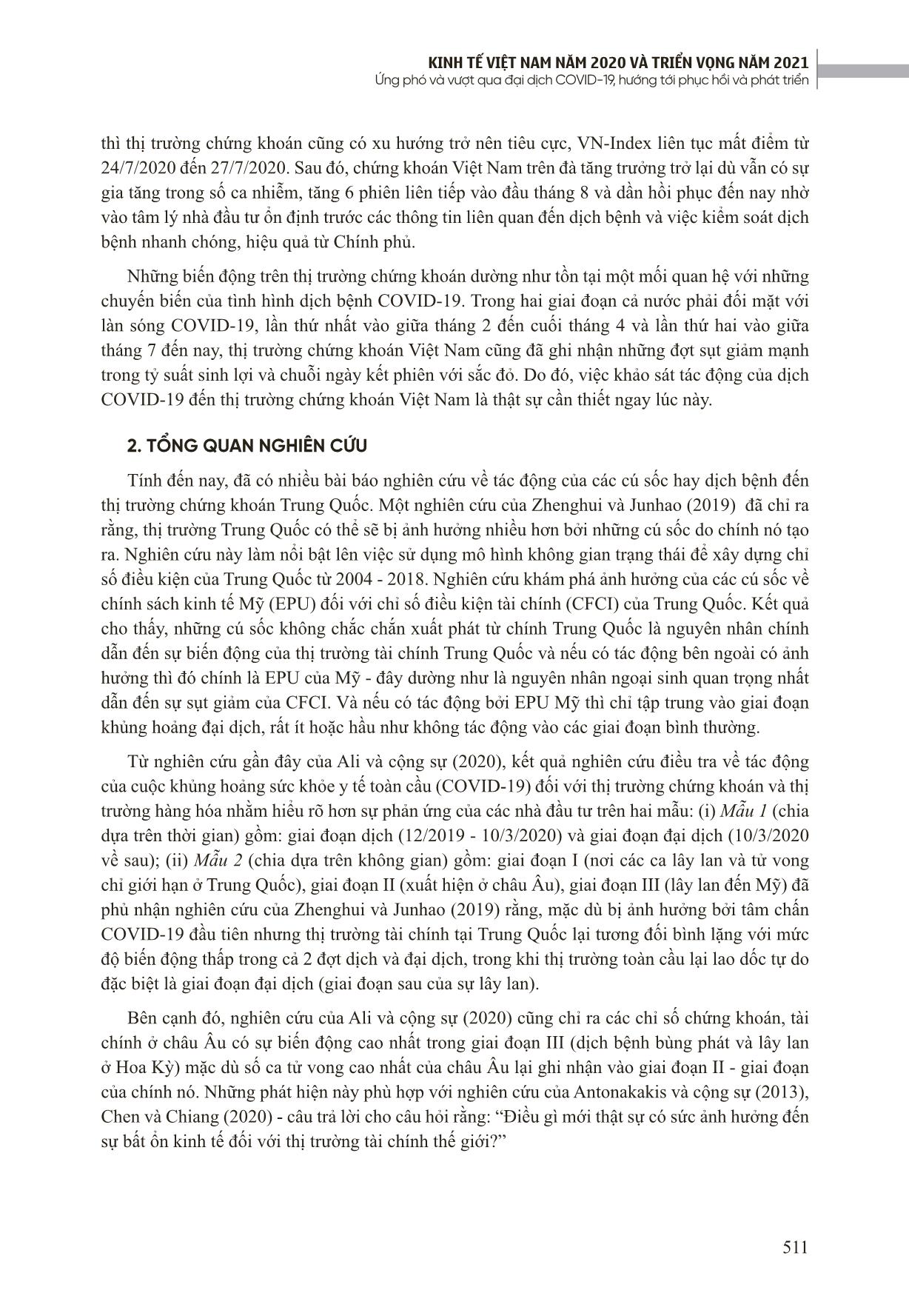 Khảo sát sự tác động của đại dịch Covid-19 đến thị trường chứng khoán Việt Nam trang 3