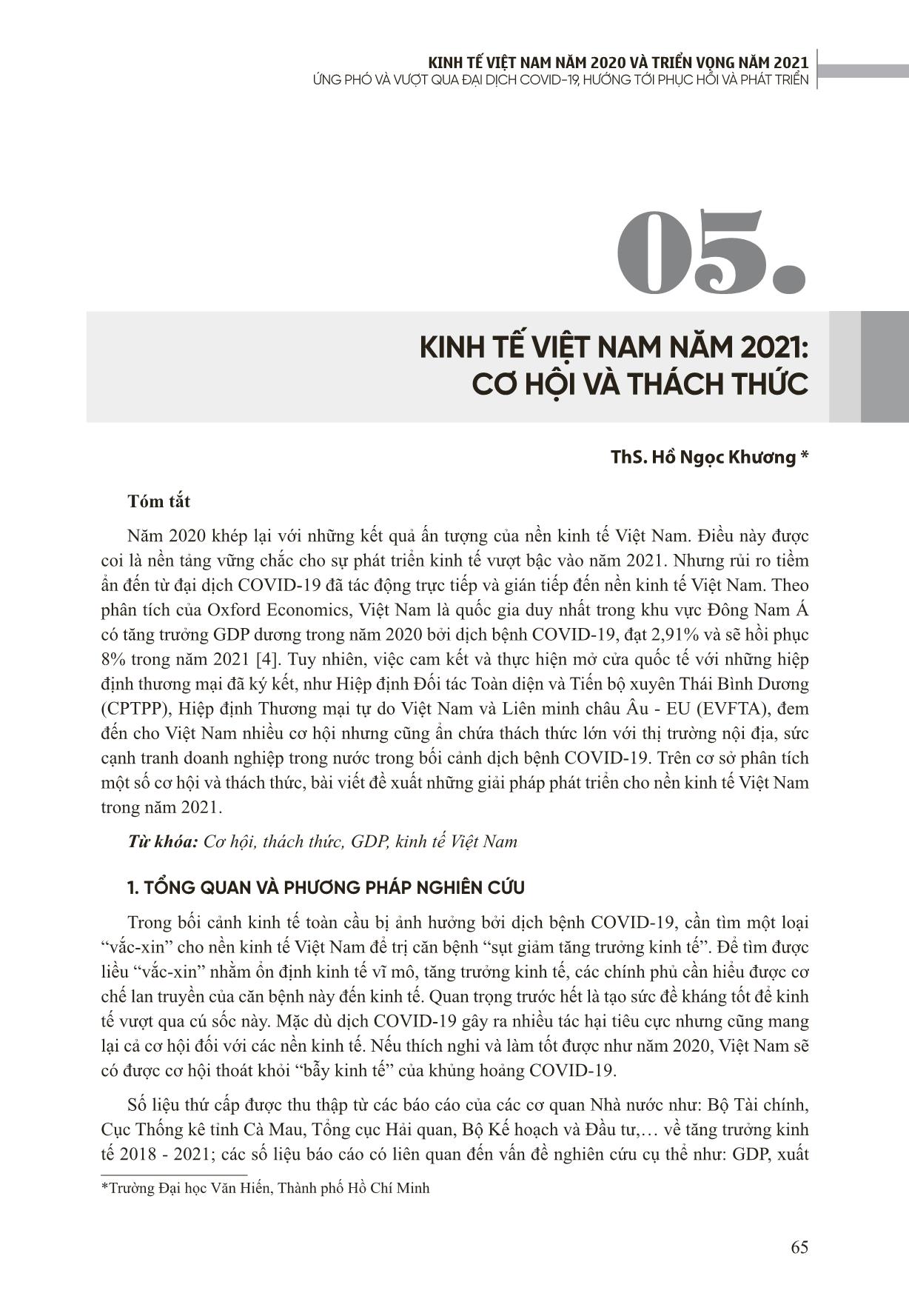 Kinh tế Việt Nam năm 2021: Cơ hội và thách thức trang 1