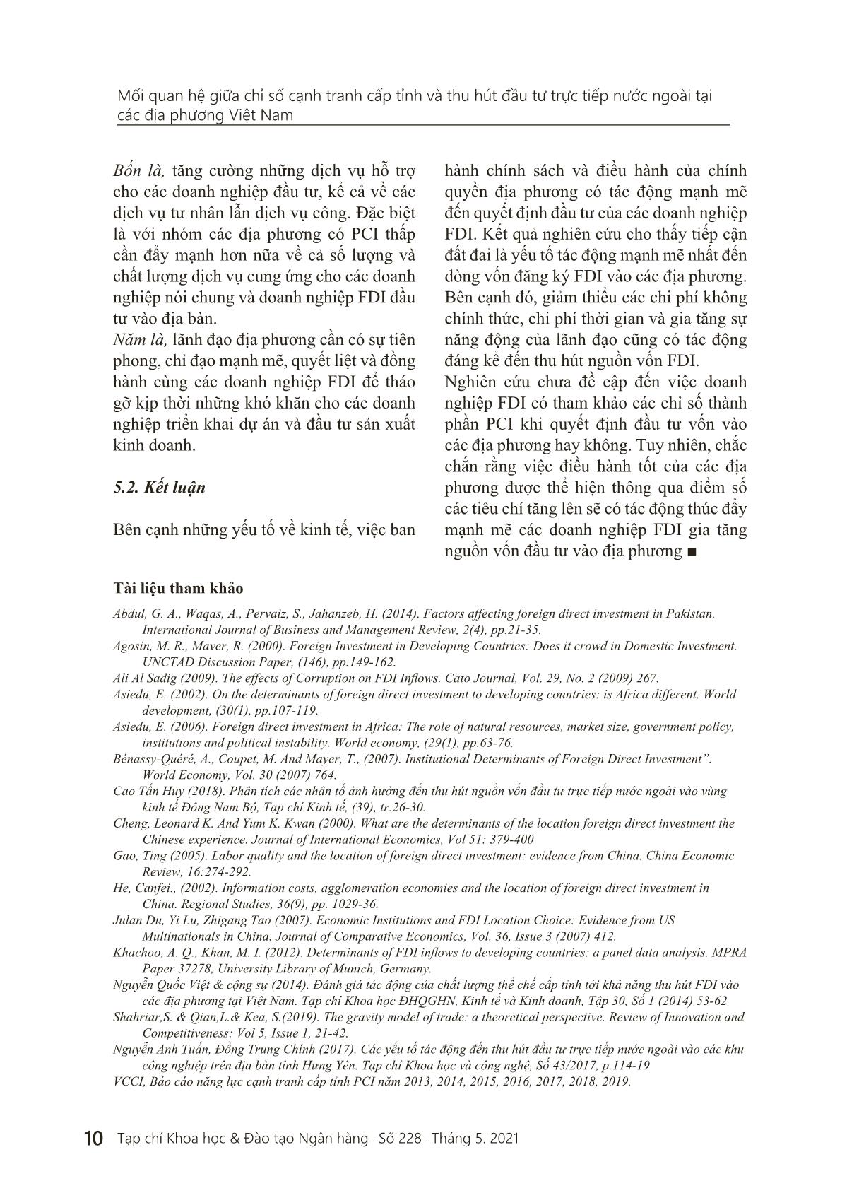 Mối quan hệ giữa chỉ số cạnh tranh cấp tỉnh và thu hút đầu tư trực tiếp nước ngoài tại các địa phương Việt Nam trang 10