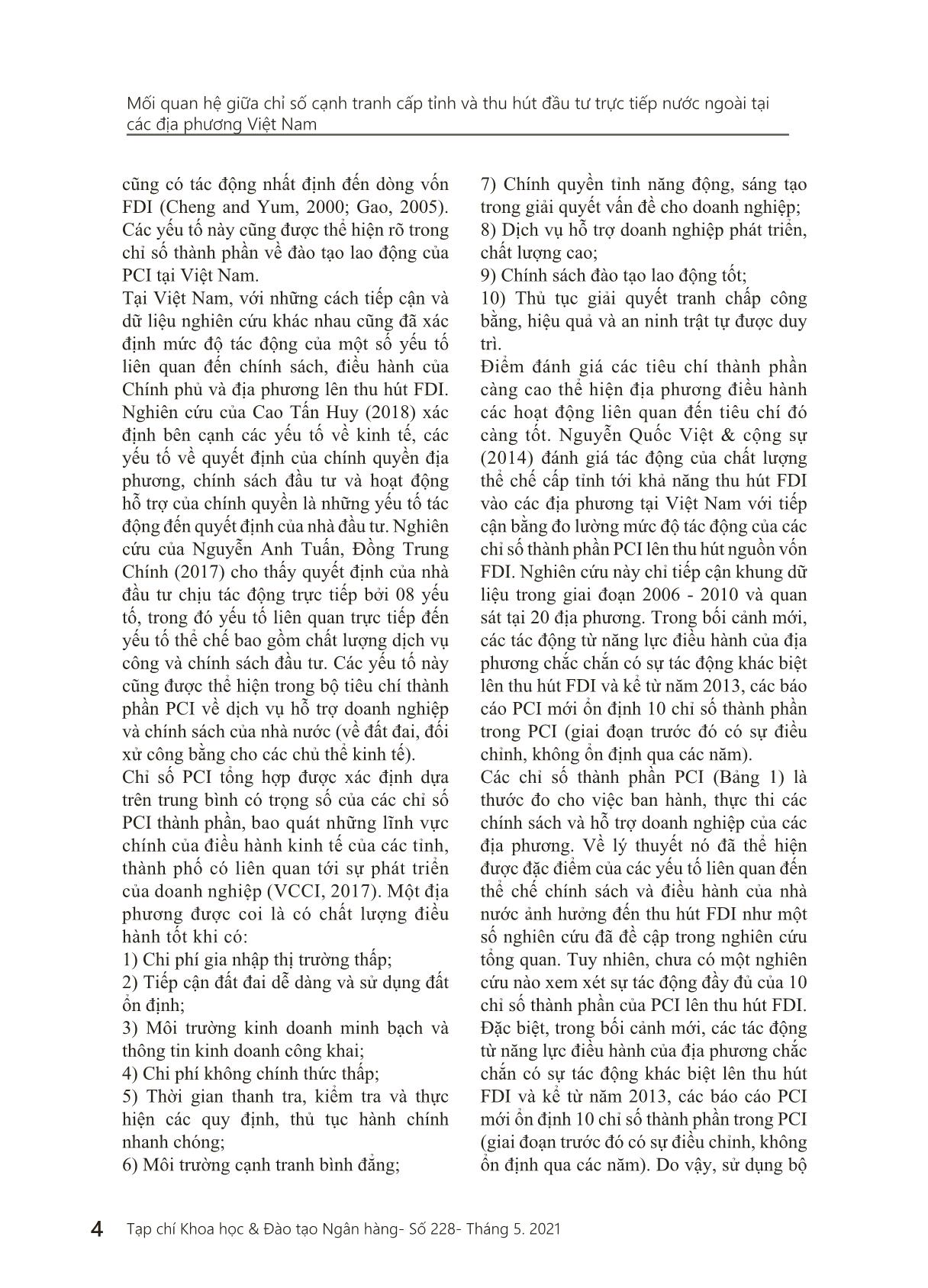 Mối quan hệ giữa chỉ số cạnh tranh cấp tỉnh và thu hút đầu tư trực tiếp nước ngoài tại các địa phương Việt Nam trang 4