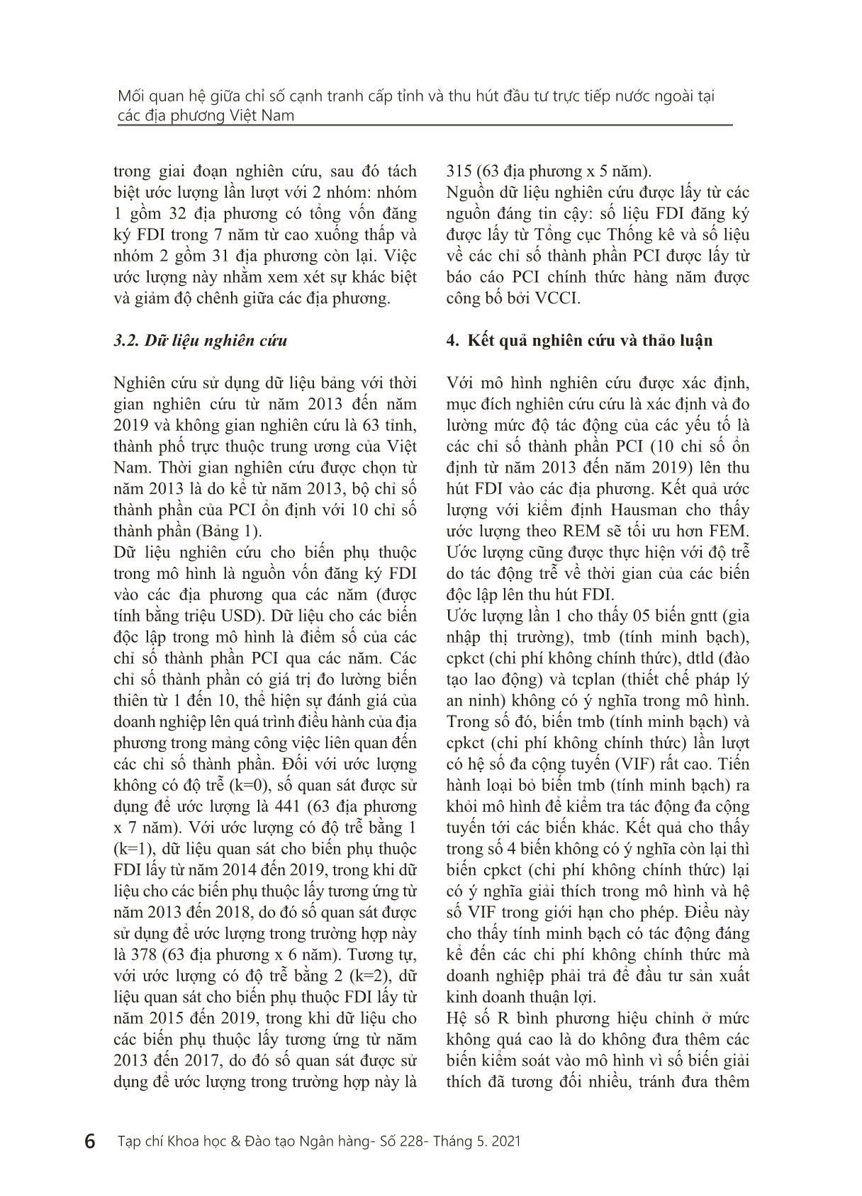 Mối quan hệ giữa chỉ số cạnh tranh cấp tỉnh và thu hút đầu tư trực tiếp nước ngoài tại các địa phương Việt Nam trang 6