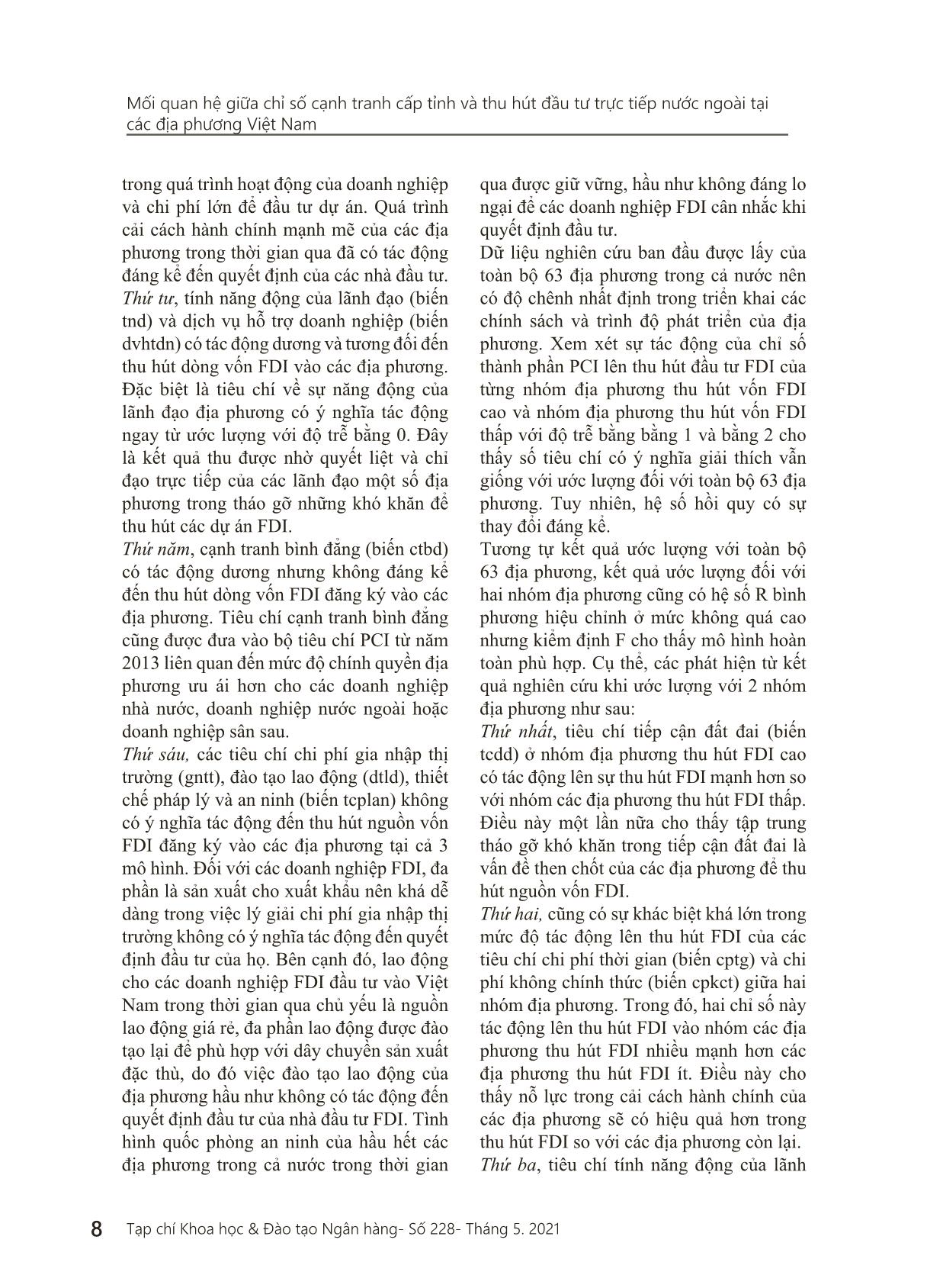 Mối quan hệ giữa chỉ số cạnh tranh cấp tỉnh và thu hút đầu tư trực tiếp nước ngoài tại các địa phương Việt Nam trang 8