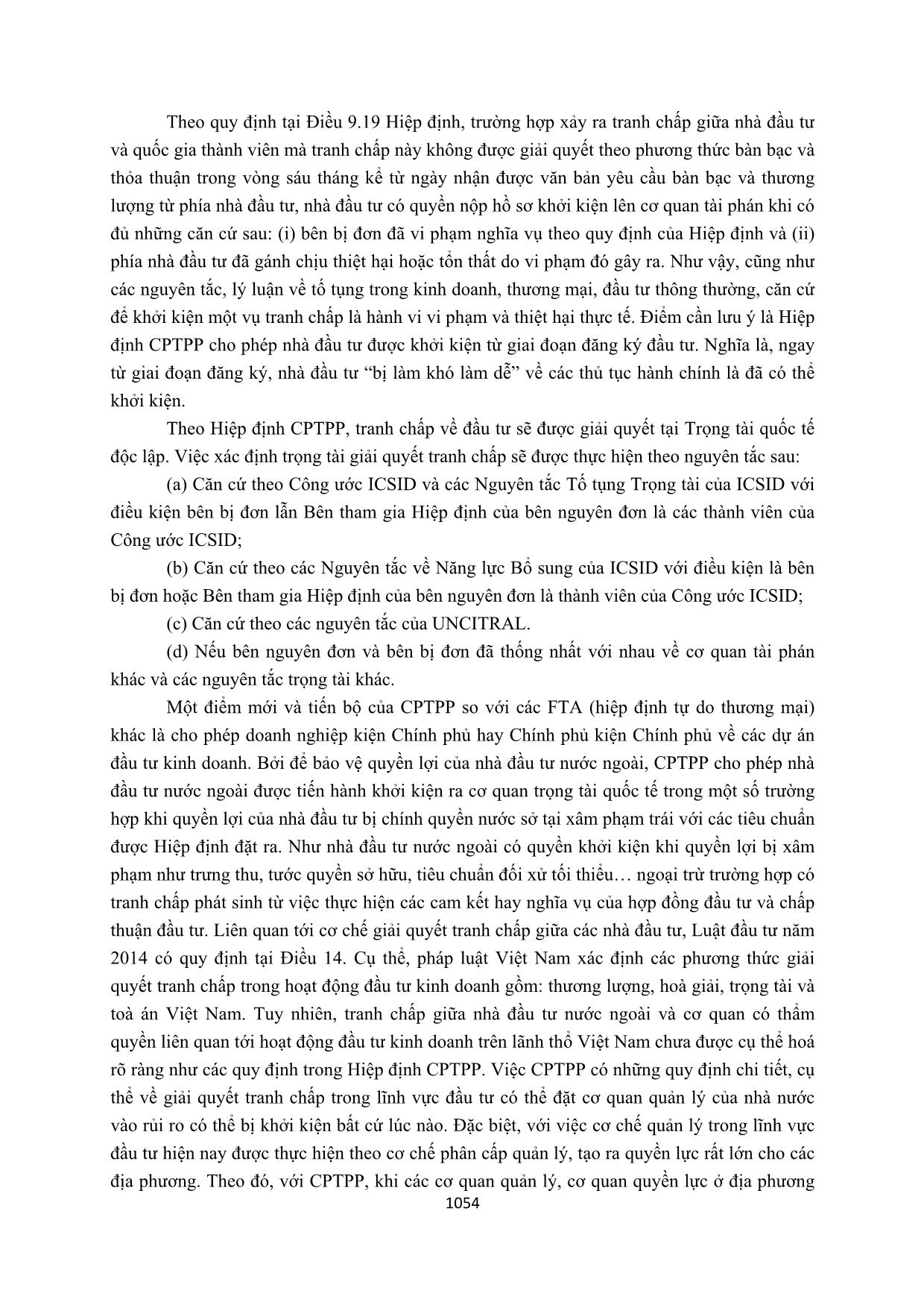 Nghiên cứu các quy định về đầu tư trong hiệp định đối tác toàn diện và tiến bộ xuyên Thái Bình Dương (CPTPP) – So sánh với pháp luật đầu tư Việt Nam trang 8