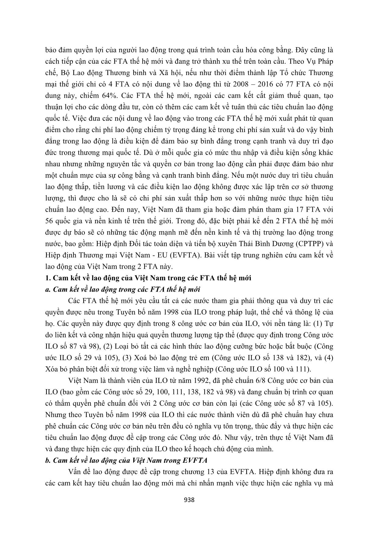 Những vấn đề đặt ra đối với lao động khi Việt Nam tham gia các hiệp định thương mại tự do thế hệ mới trang 2