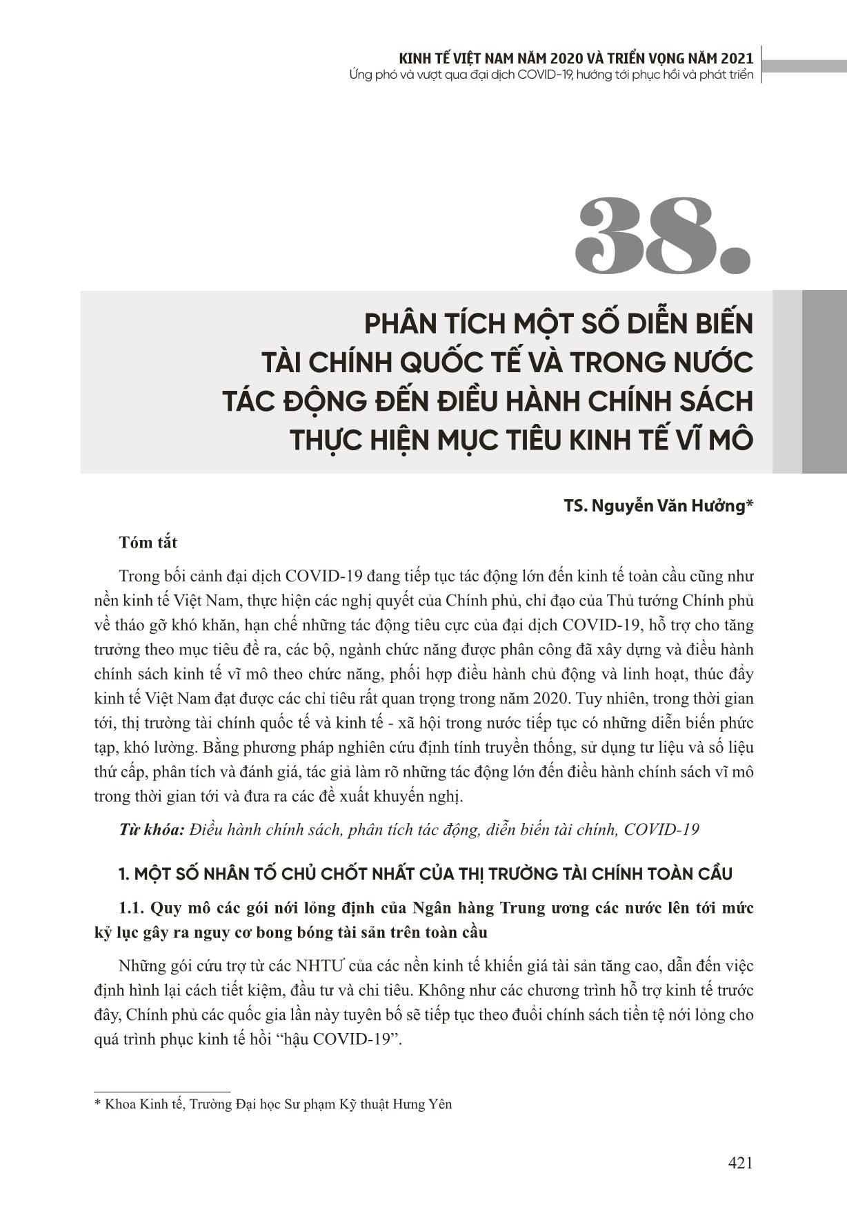 Phân tích một số diễn biến tài chính quốc tế và trong nước tác động đến điều hành chính sách thực hiện mục tiêu kinh tế vĩ mô trang 1