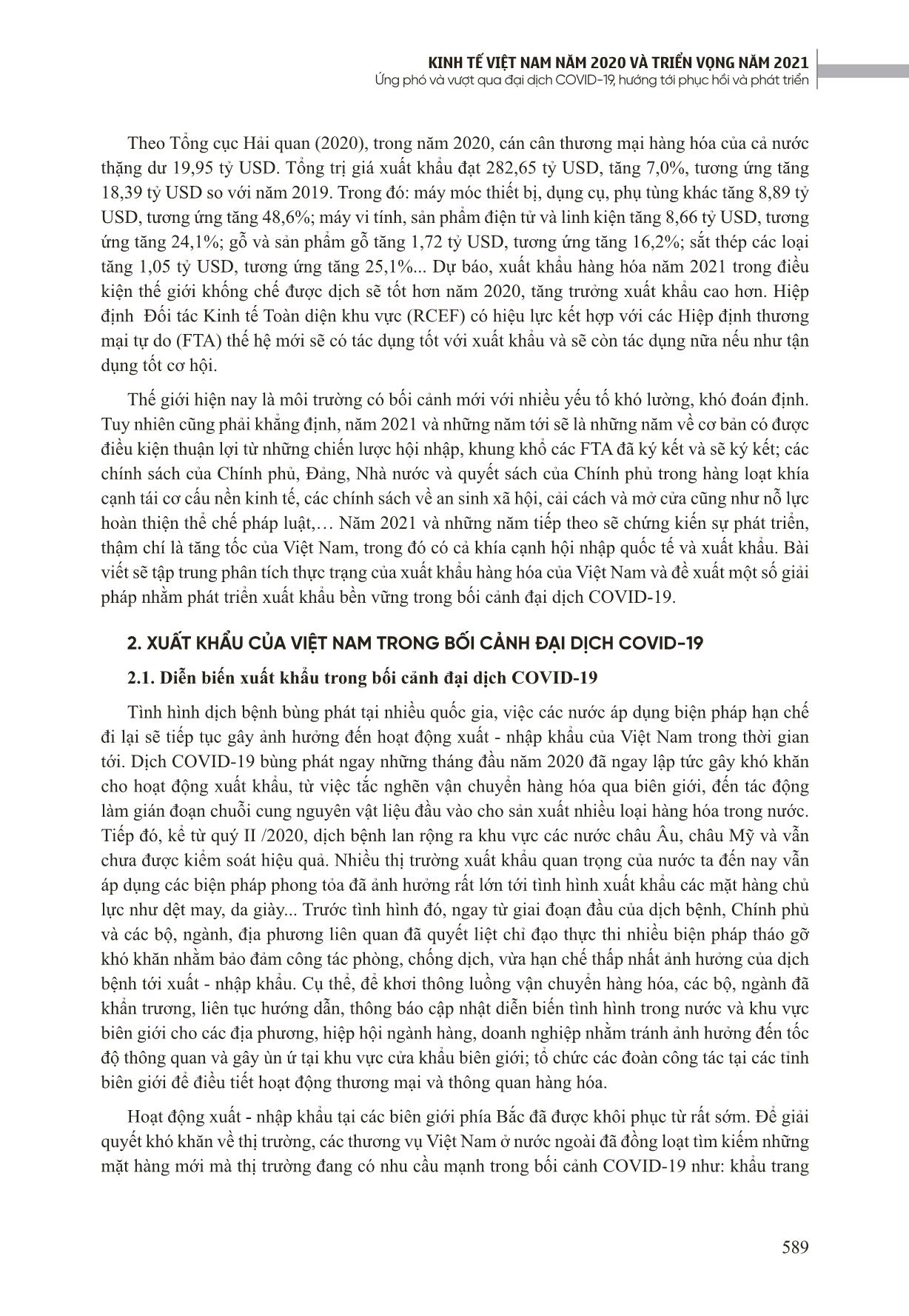 Phát triển bền vững xuất khẩu hàng hóa của Việt Nam trong bối cảnh đại dịch Covid-19 trang 3