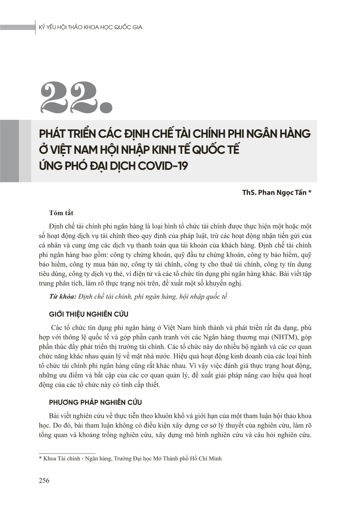 Phát triển các định chế tài chính phi ngân hàng ở Việt Nam hội nhập kinh tế quốc tế ứng phó đại dịch Covid-19 trang 1