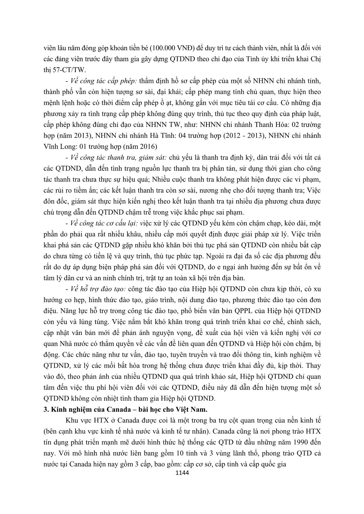 Quản lý nhà nước với quỹ tín dụng nhân dân trong bối cảnh FTA thế hệ mới – Kinh nghiệm từ Canada trang 8